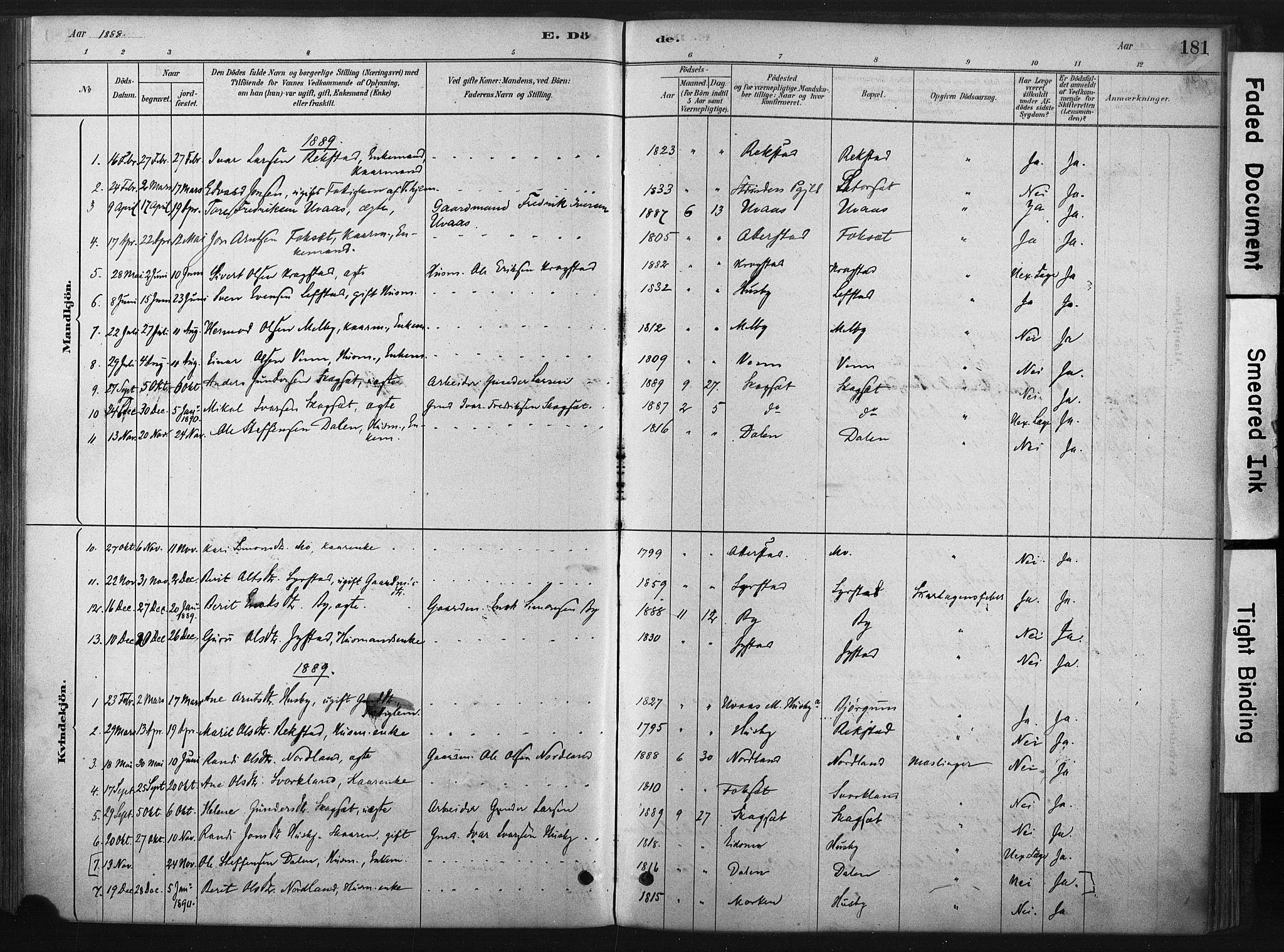 Ministerialprotokoller, klokkerbøker og fødselsregistre - Sør-Trøndelag, SAT/A-1456/667/L0795: Parish register (official) no. 667A03, 1879-1907, p. 181