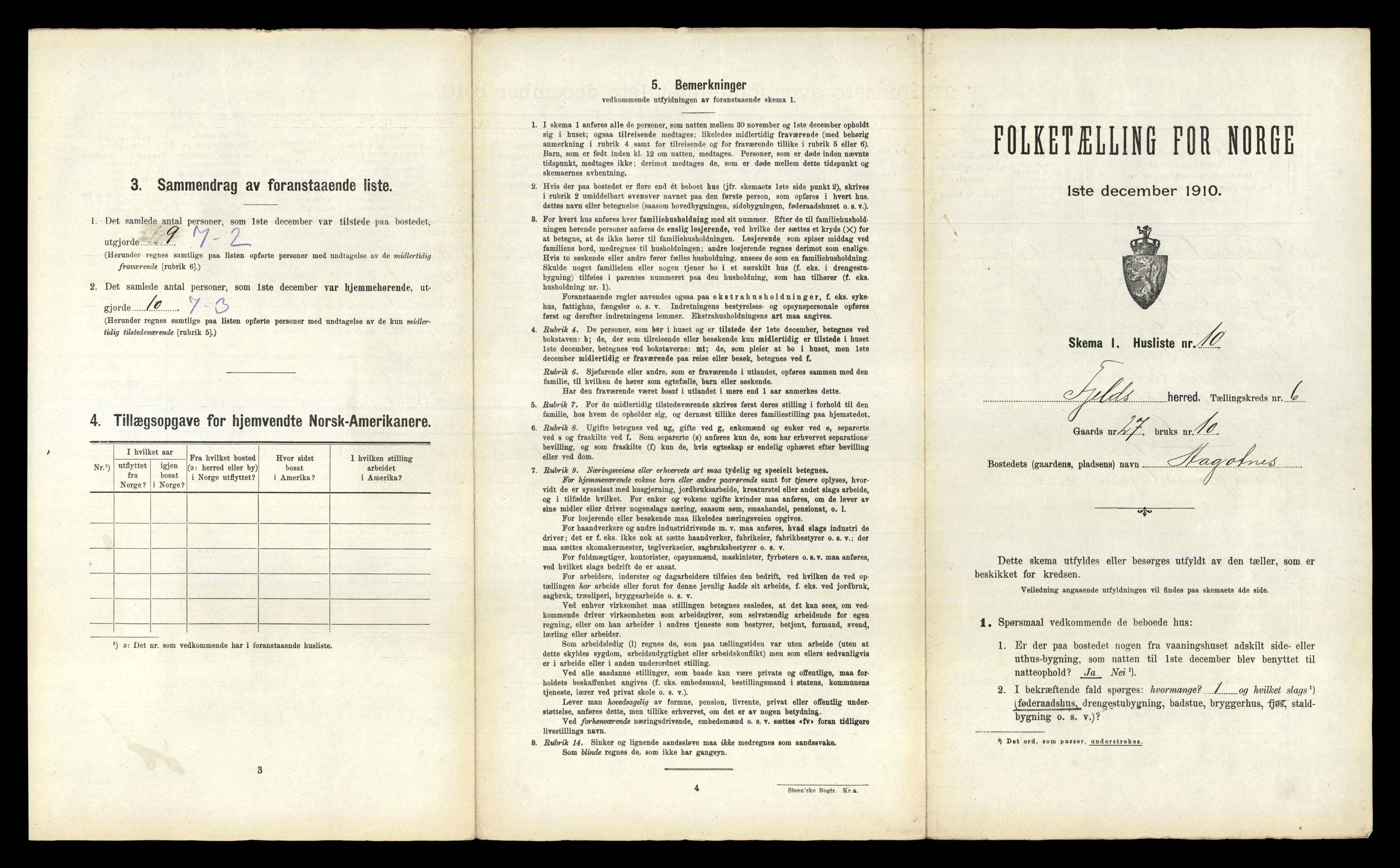 RA, 1910 census for Fjell, 1910, p. 619