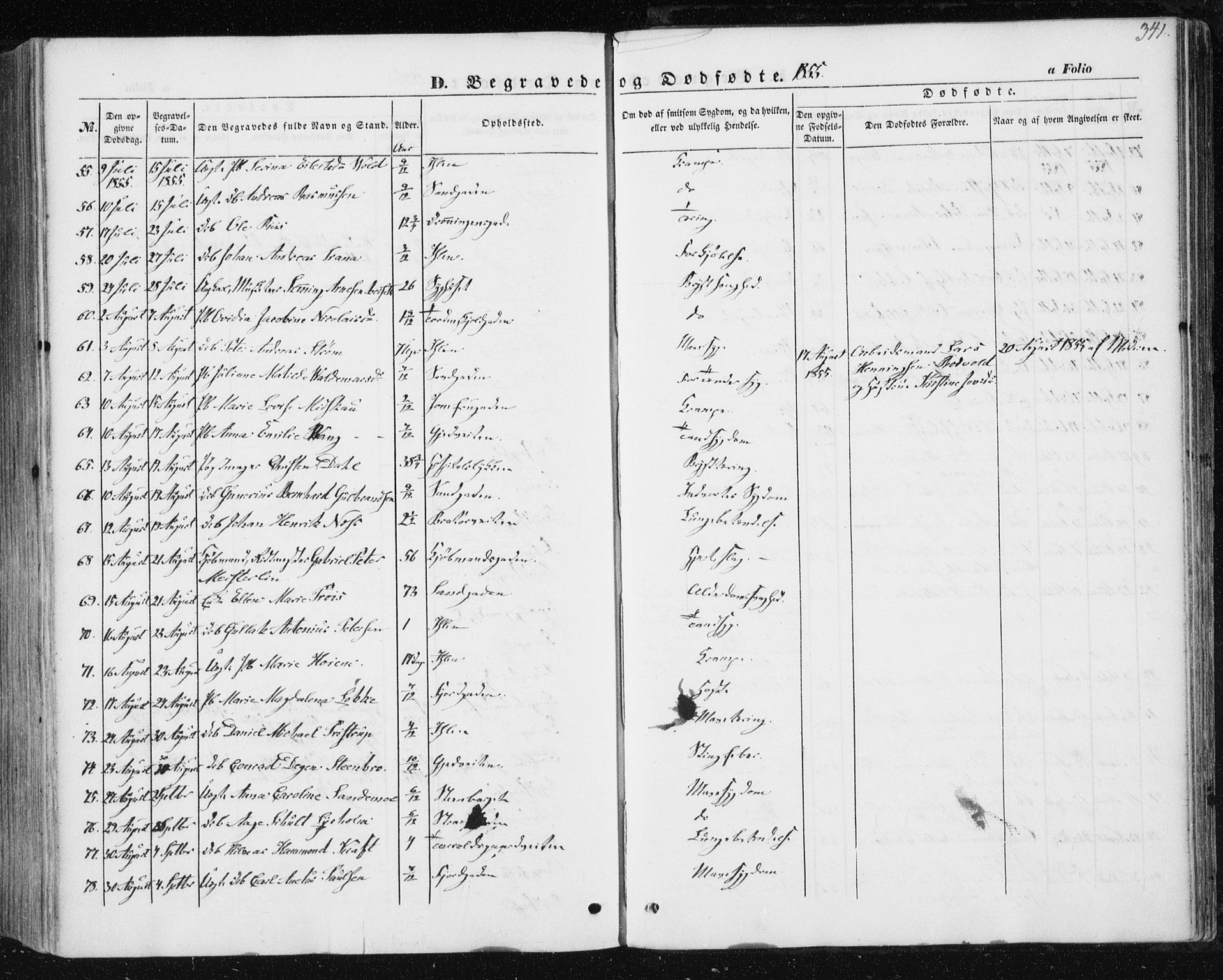 Ministerialprotokoller, klokkerbøker og fødselsregistre - Sør-Trøndelag, AV/SAT-A-1456/602/L0112: Parish register (official) no. 602A10, 1848-1859, p. 341