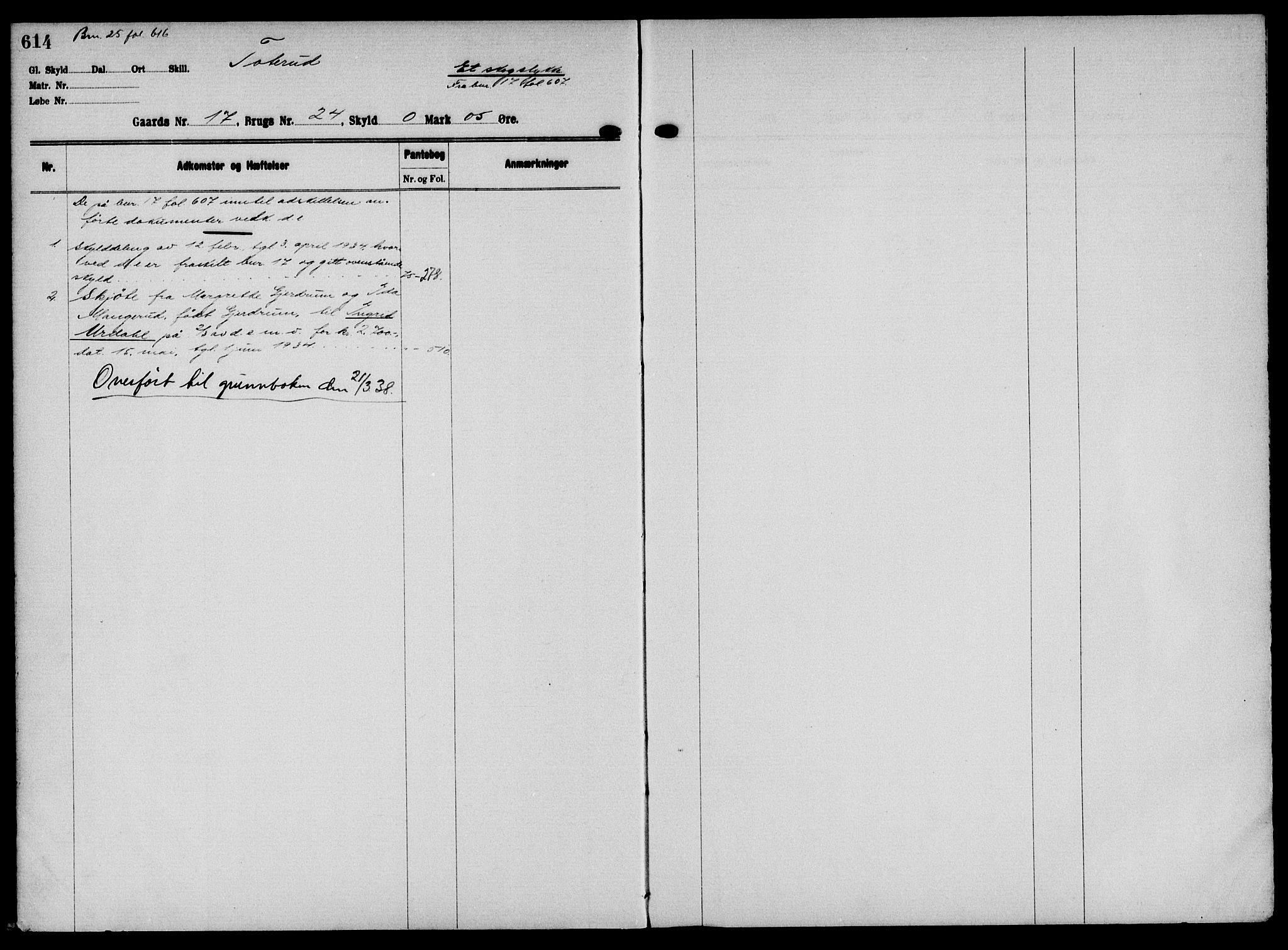 Solør tingrett, AV/SAH-TING-008/H/Ha/Hak/L0001: Mortgage register no. I, 1900-1935, p. 614