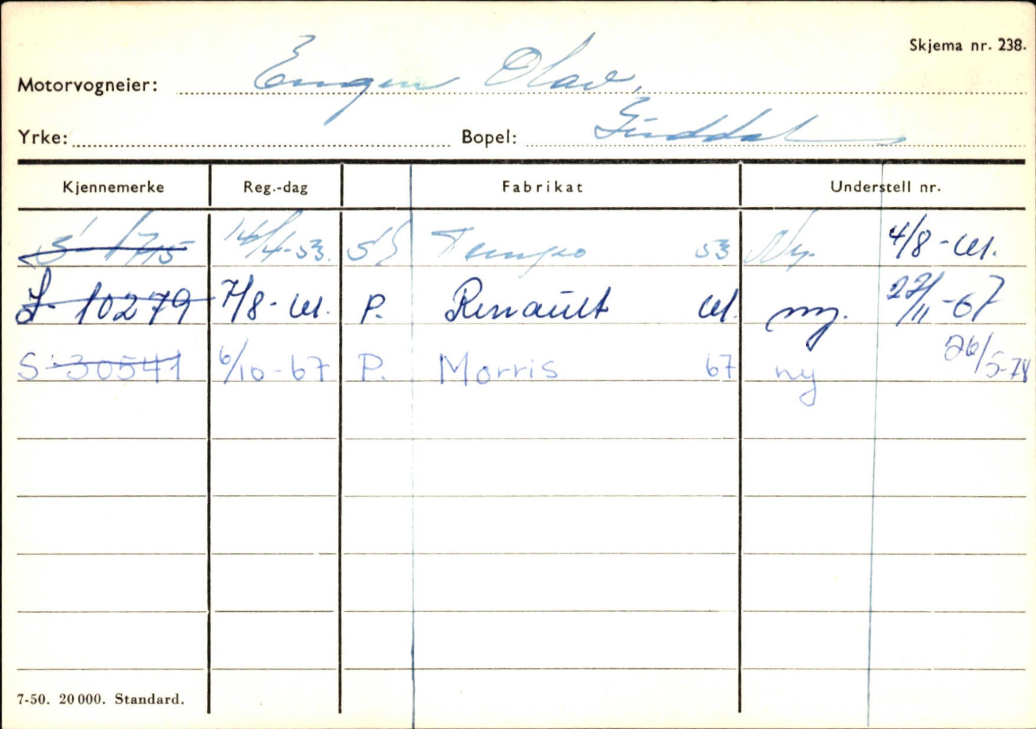 Statens vegvesen, Sogn og Fjordane vegkontor, AV/SAB-A-5301/4/F/L0125: Eigarregister Sogndal V-Å. Aurland A-Å. Fjaler A-N, 1945-1975, p. 1643