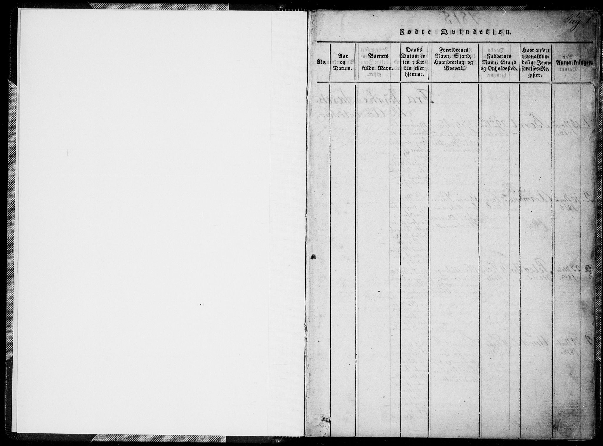 Kristiansand domprosti, SAK/1112-0006/F/Fa/L0008: Parish register (official) no. A 8, 1818-1821, p. 0-1