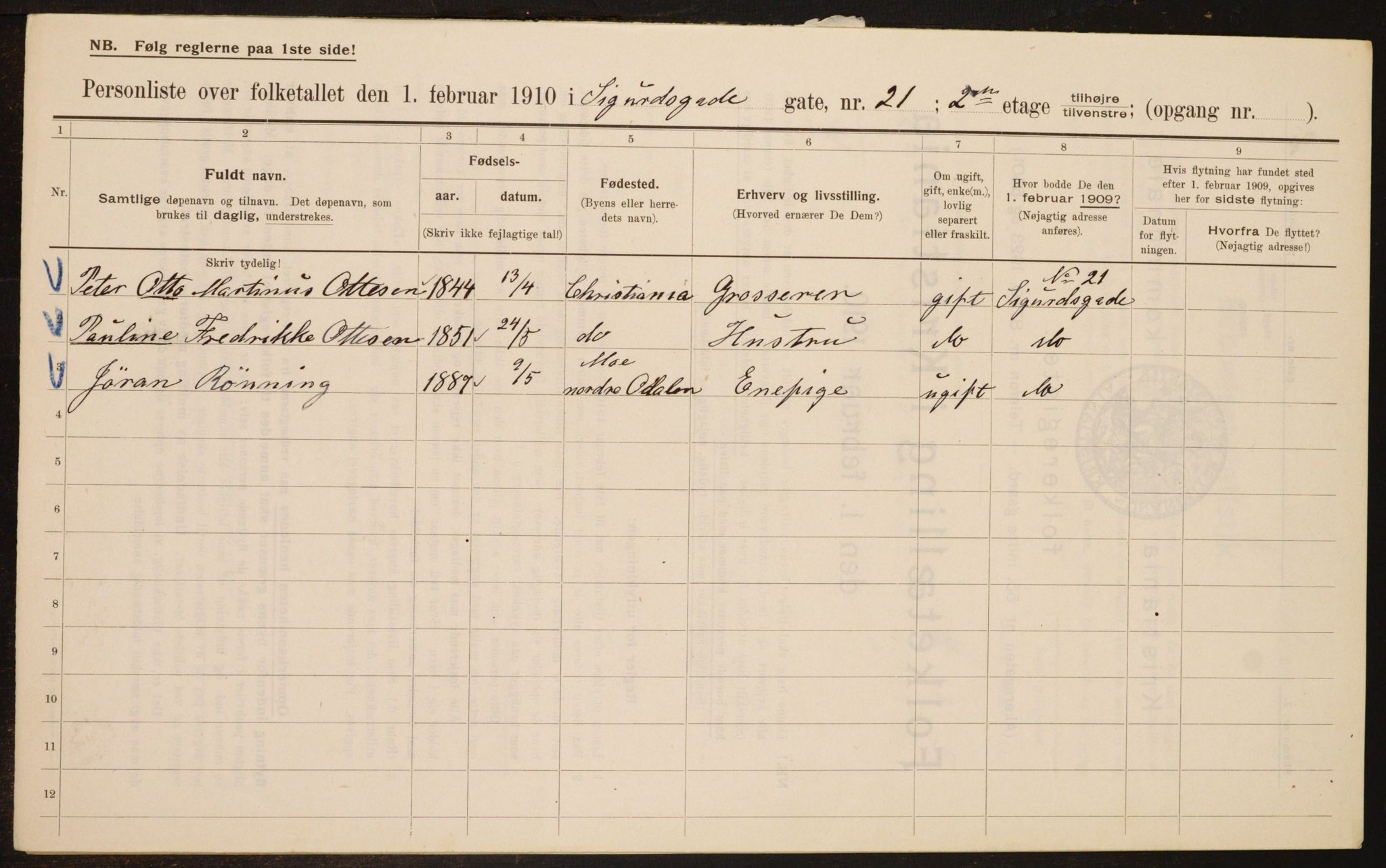 OBA, Municipal Census 1910 for Kristiania, 1910, p. 90848