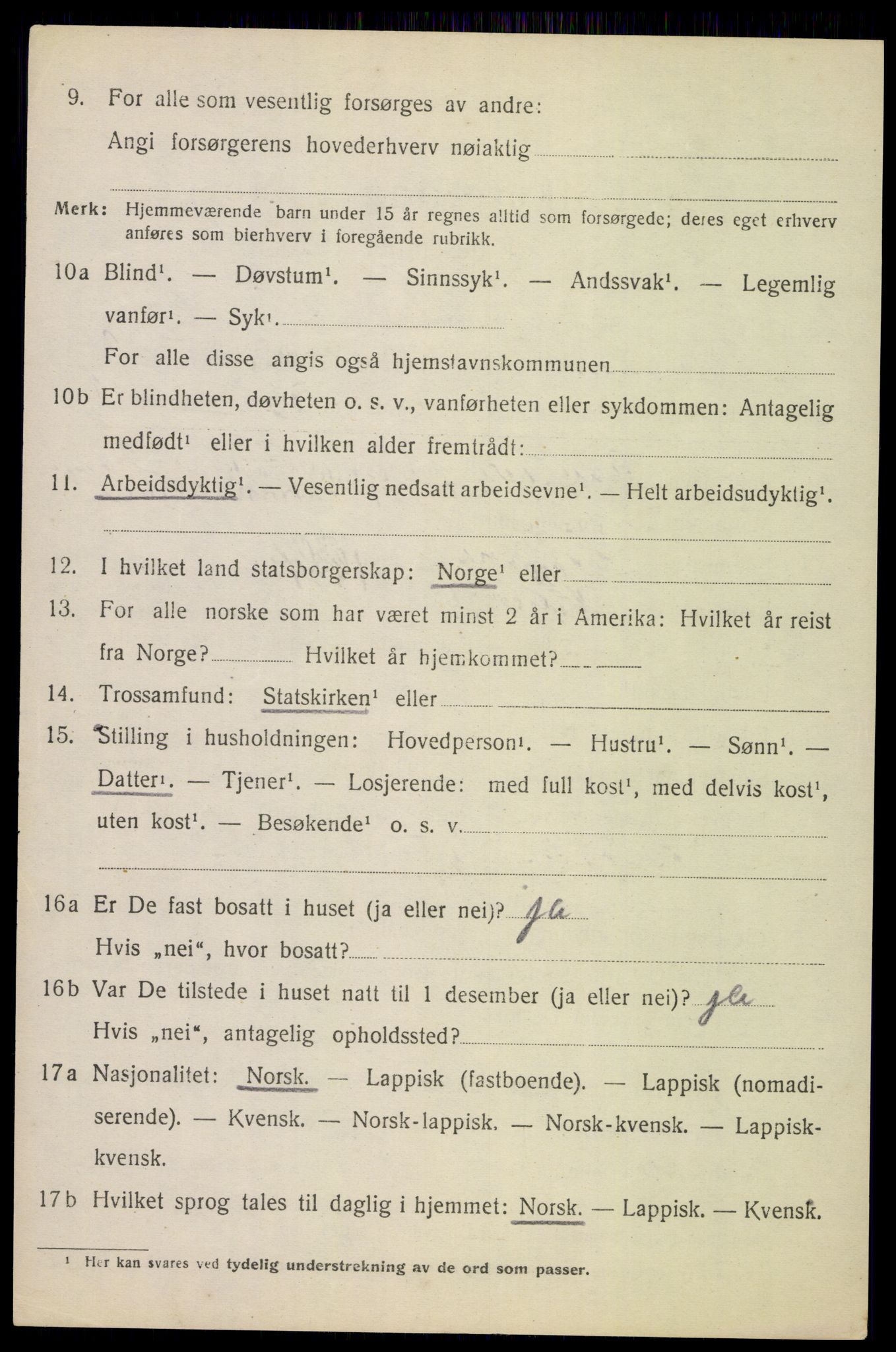 SAT, 1920 census for Evenes, 1920, p. 7043