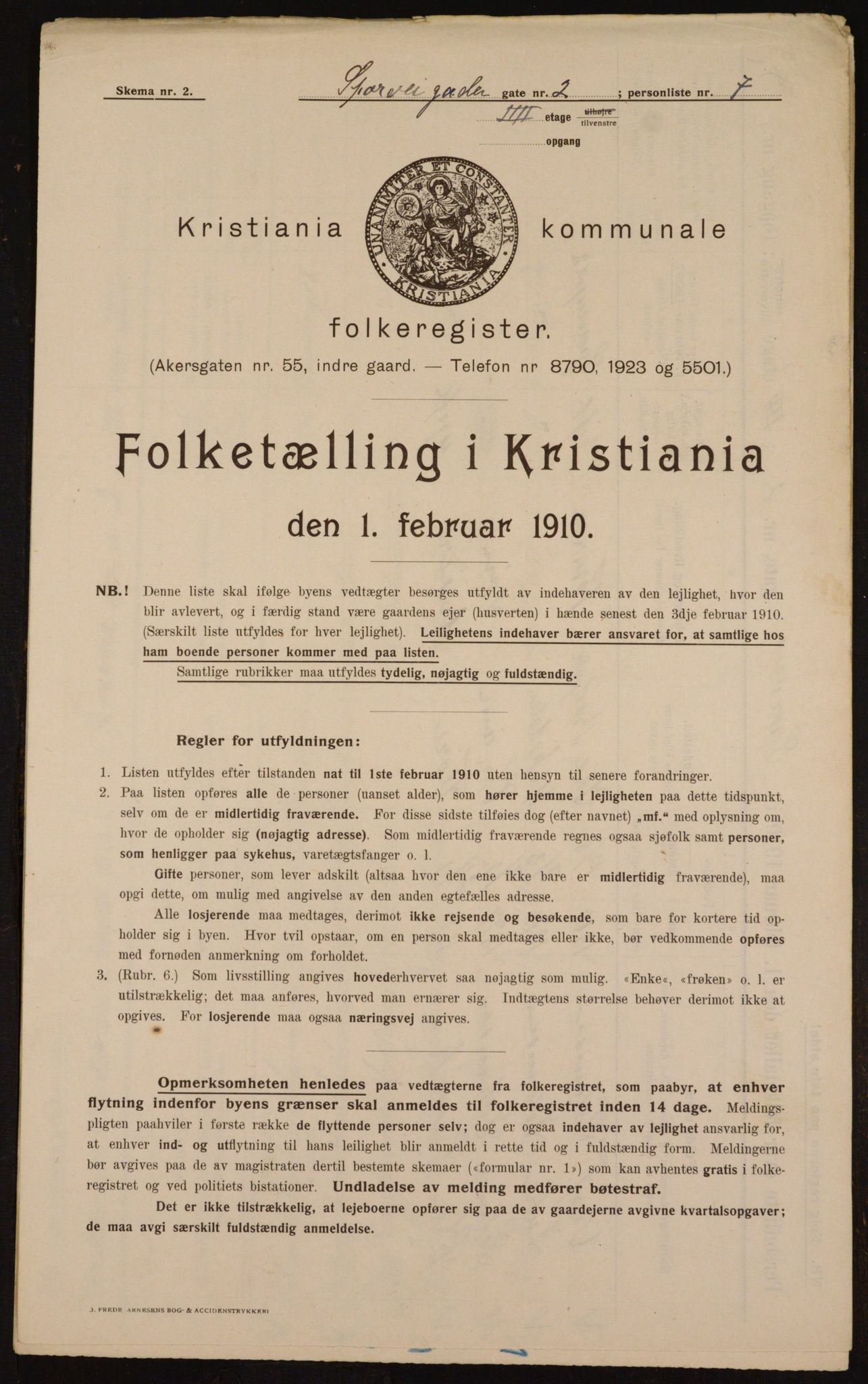 OBA, Municipal Census 1910 for Kristiania, 1910, p. 95519