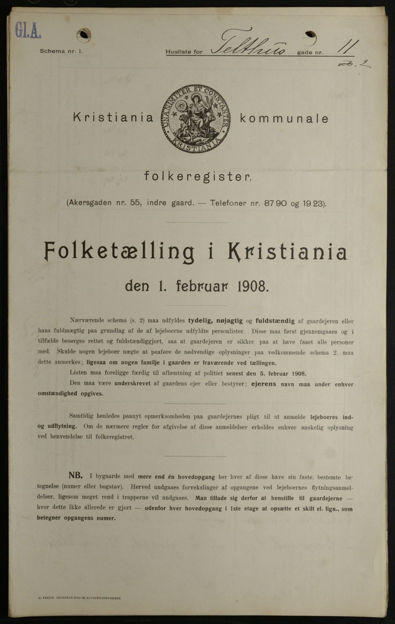 OBA, Municipal Census 1908 for Kristiania, 1908, p. 96726