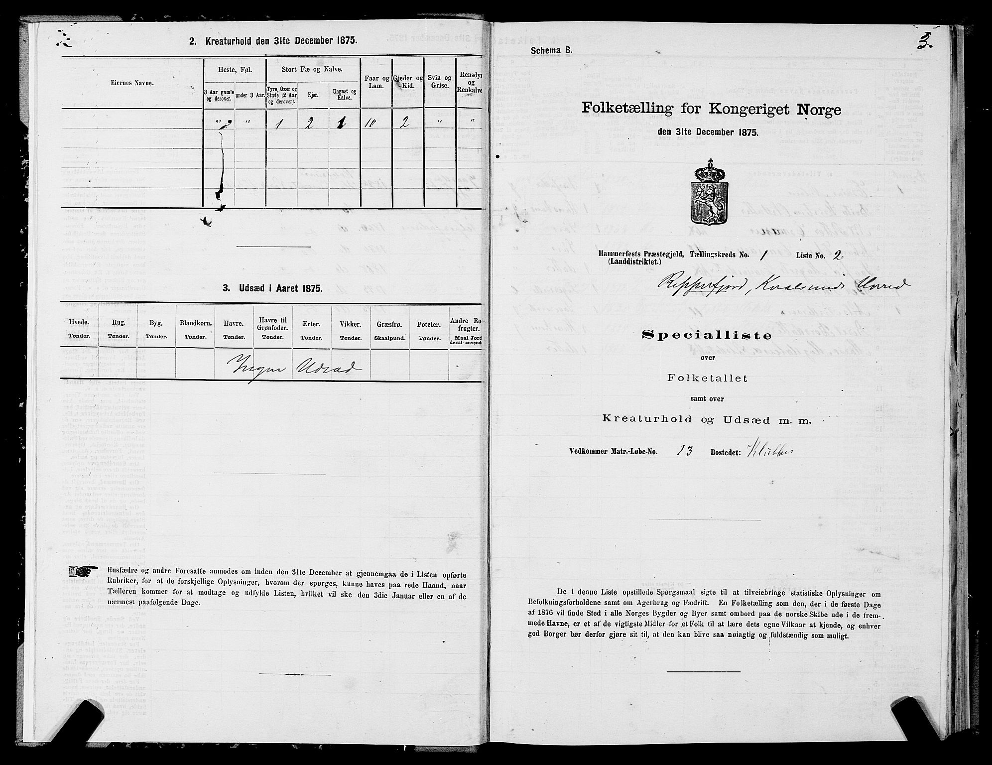 SATØ, 1875 census for 2016L Hammerfest/Hammerfest og Kvalsund, 1875, p. 2003