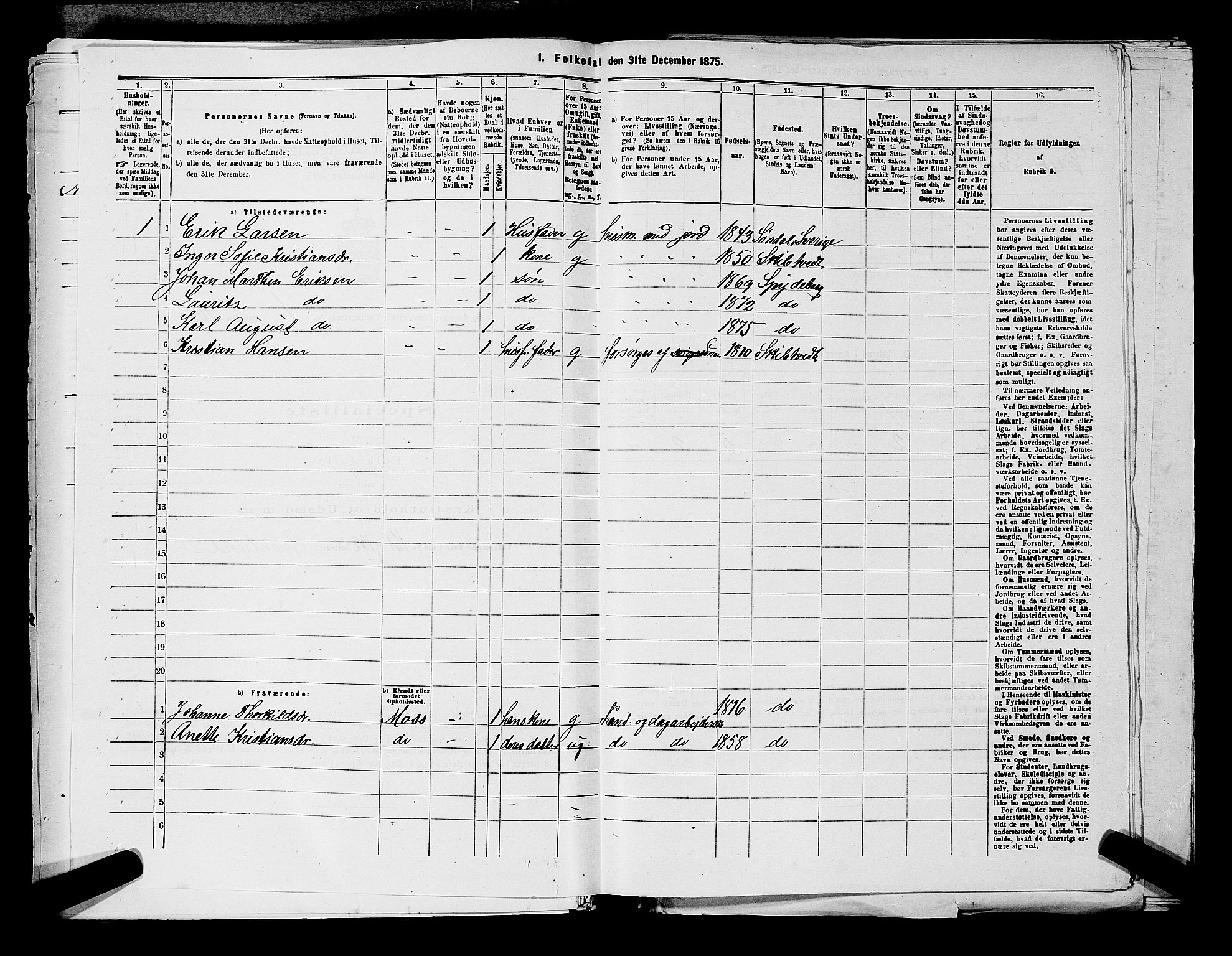 RA, 1875 census for 0123P Spydeberg, 1875, p. 244