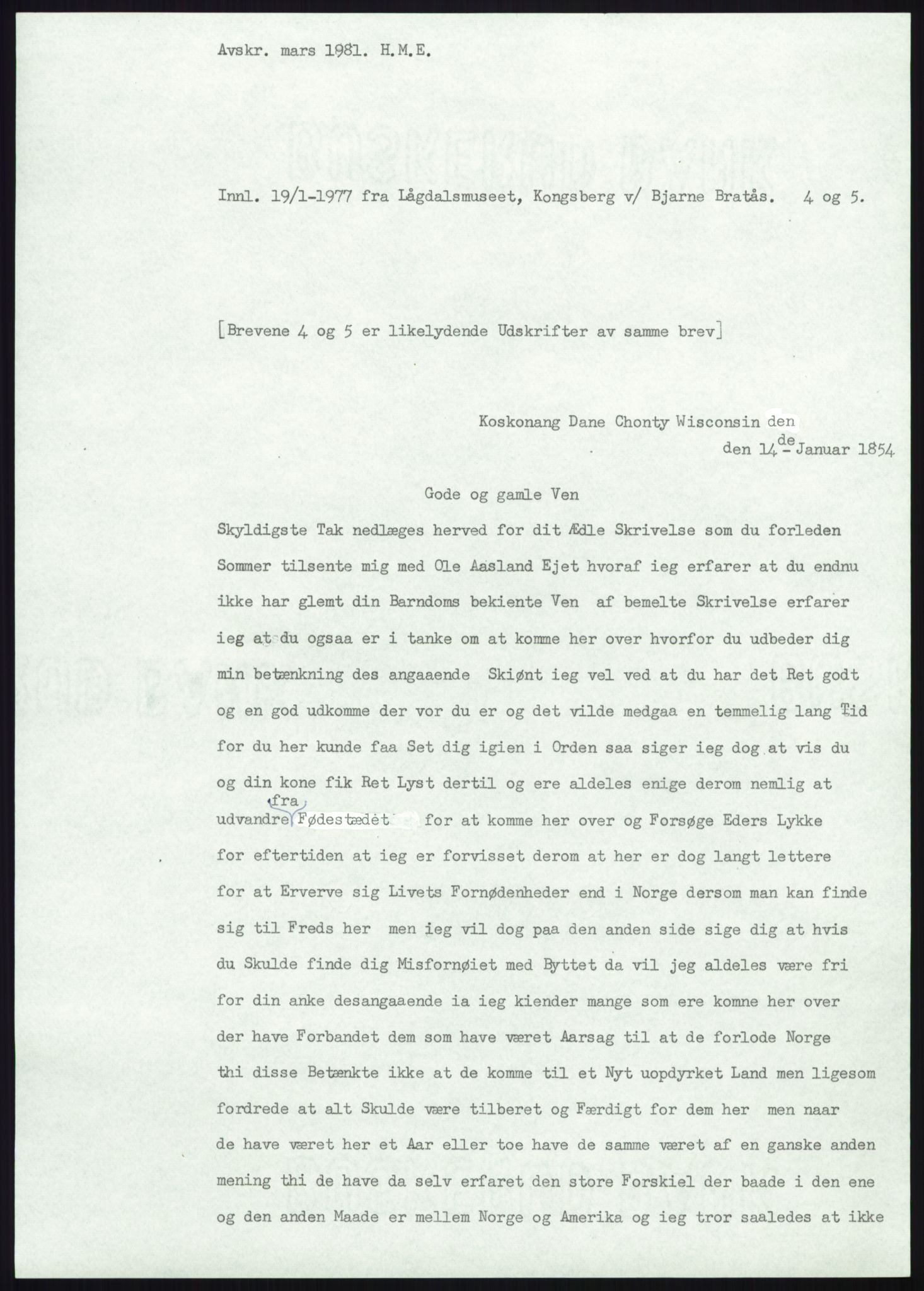 Samlinger til kildeutgivelse, Amerikabrevene, AV/RA-EA-4057/F/L0020: Innlån fra Buskerud: Lerfaldet - Lågdalsmuseet, 1838-1914, p. 531