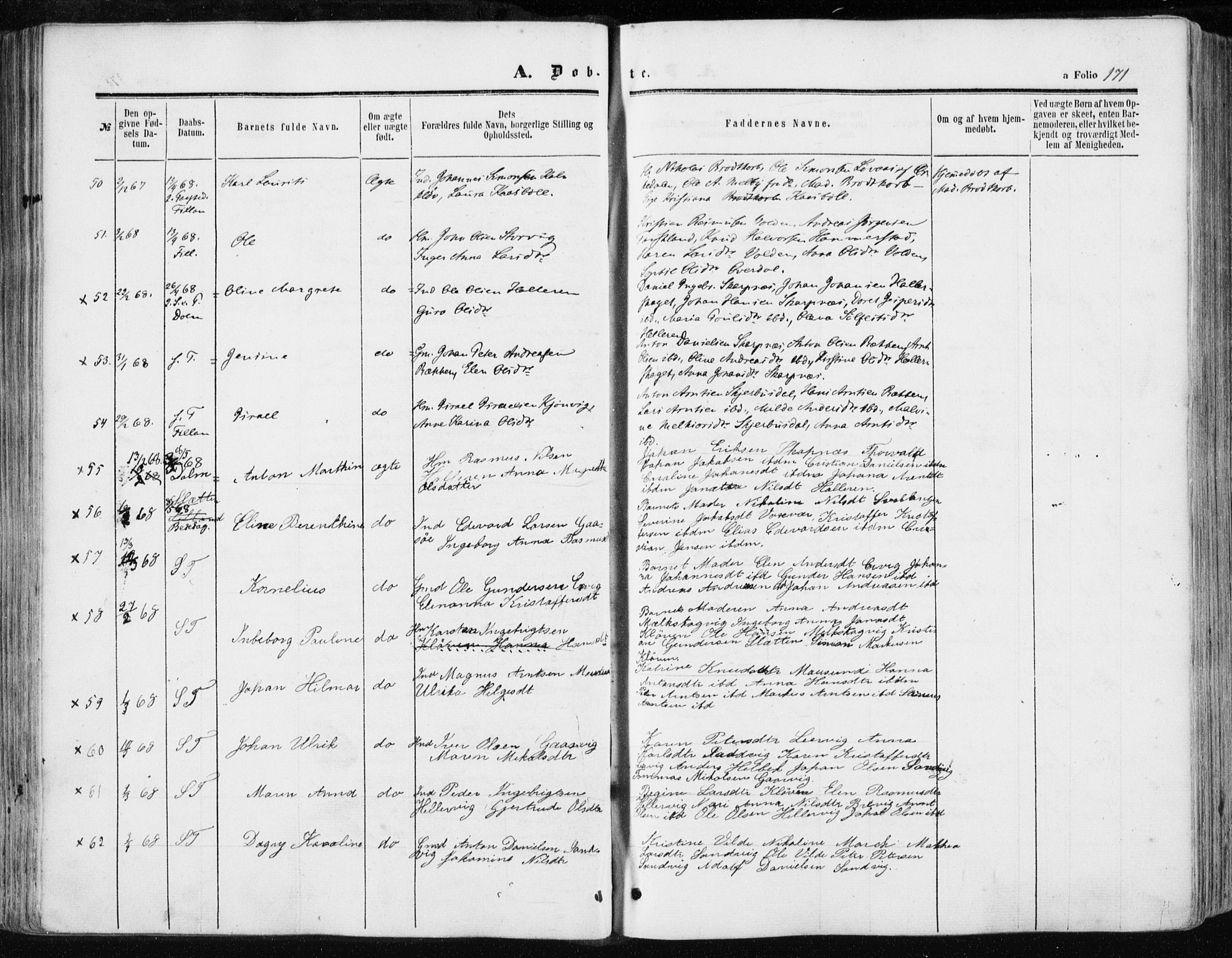 Ministerialprotokoller, klokkerbøker og fødselsregistre - Sør-Trøndelag, SAT/A-1456/634/L0531: Parish register (official) no. 634A07, 1861-1870, p. 171