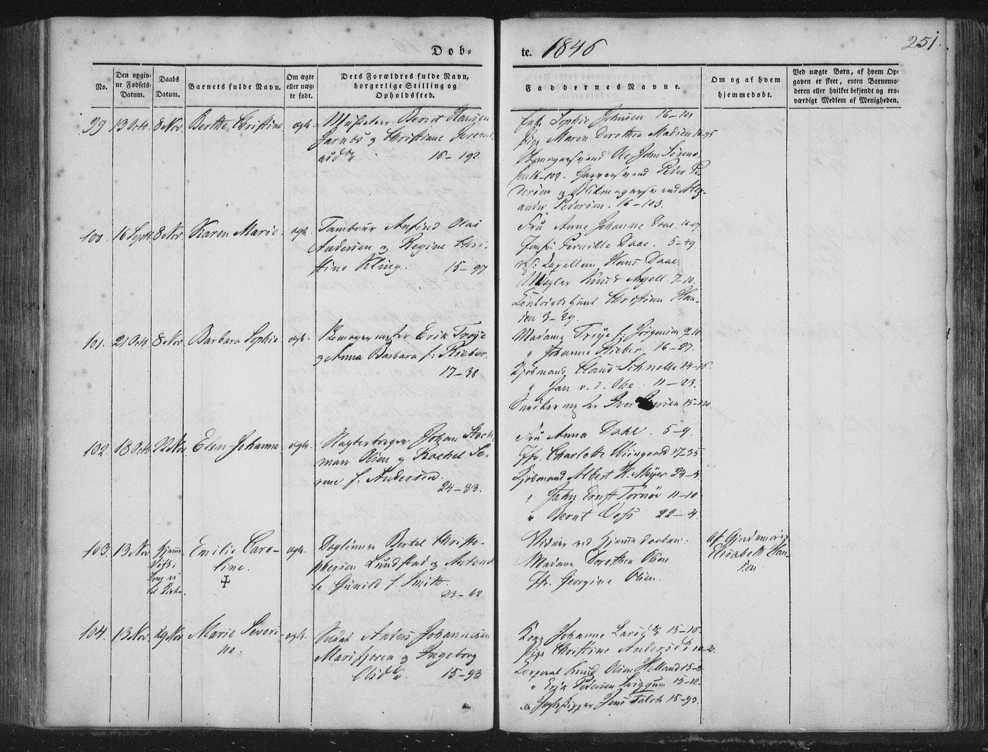 Korskirken sokneprestembete, SAB/A-76101/H/Haa/L0016: Parish register (official) no. B 2, 1841-1851, p. 251