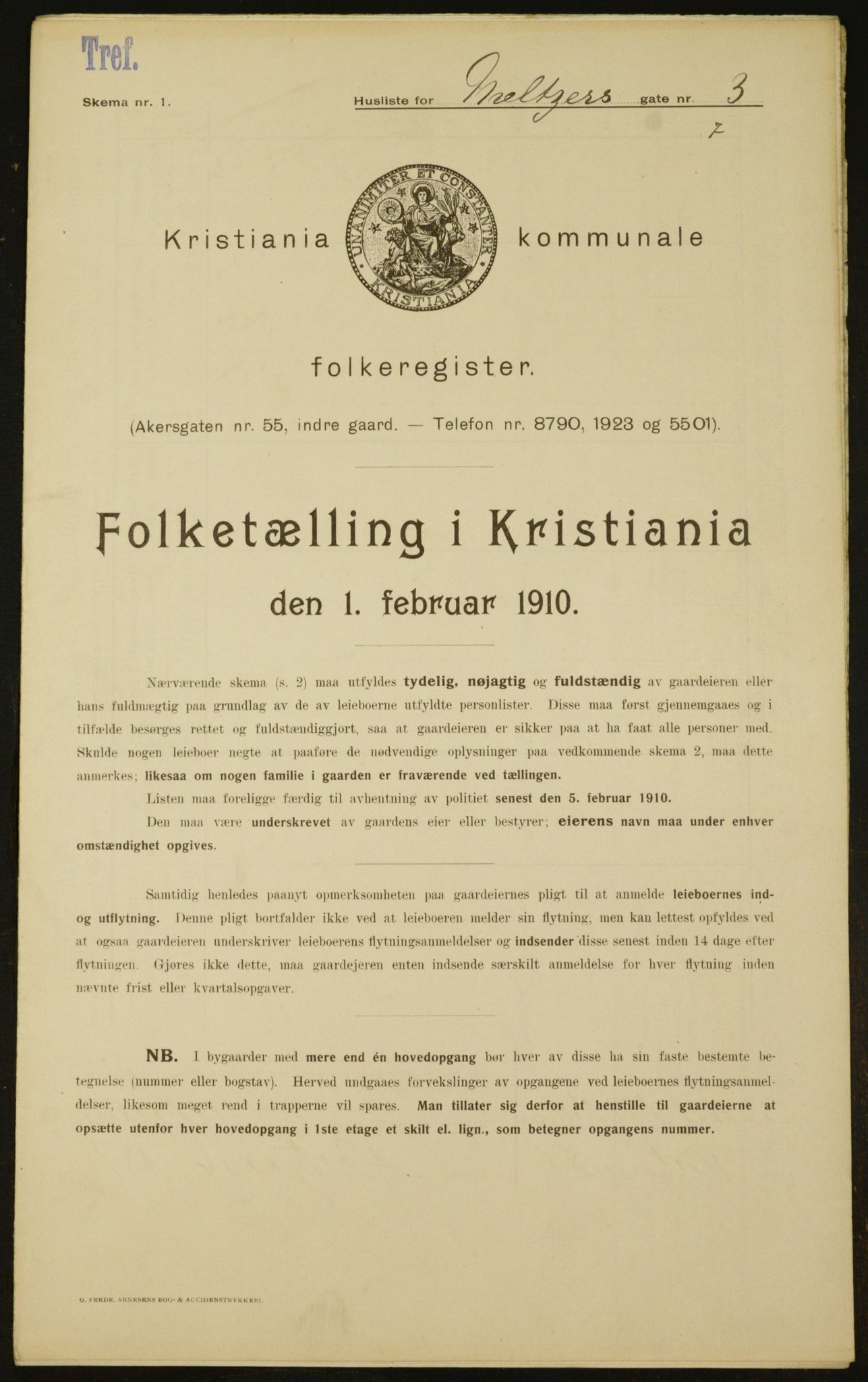 OBA, Municipal Census 1910 for Kristiania, 1910, p. 63083