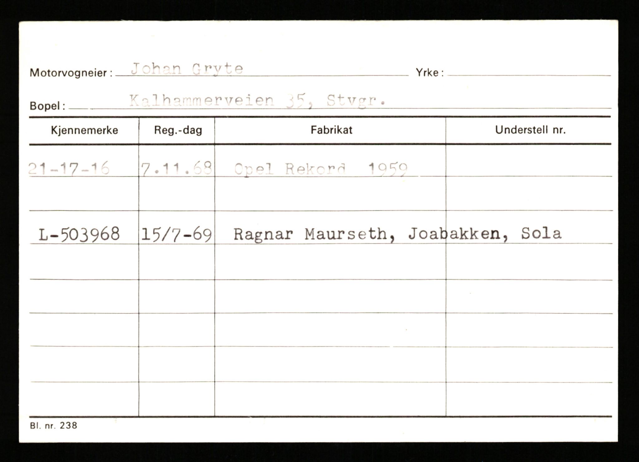 Stavanger trafikkstasjon, AV/SAST-A-101942/0/G/L0010: Registreringsnummer: 130000 - 239953, 1930-1971, p. 2463