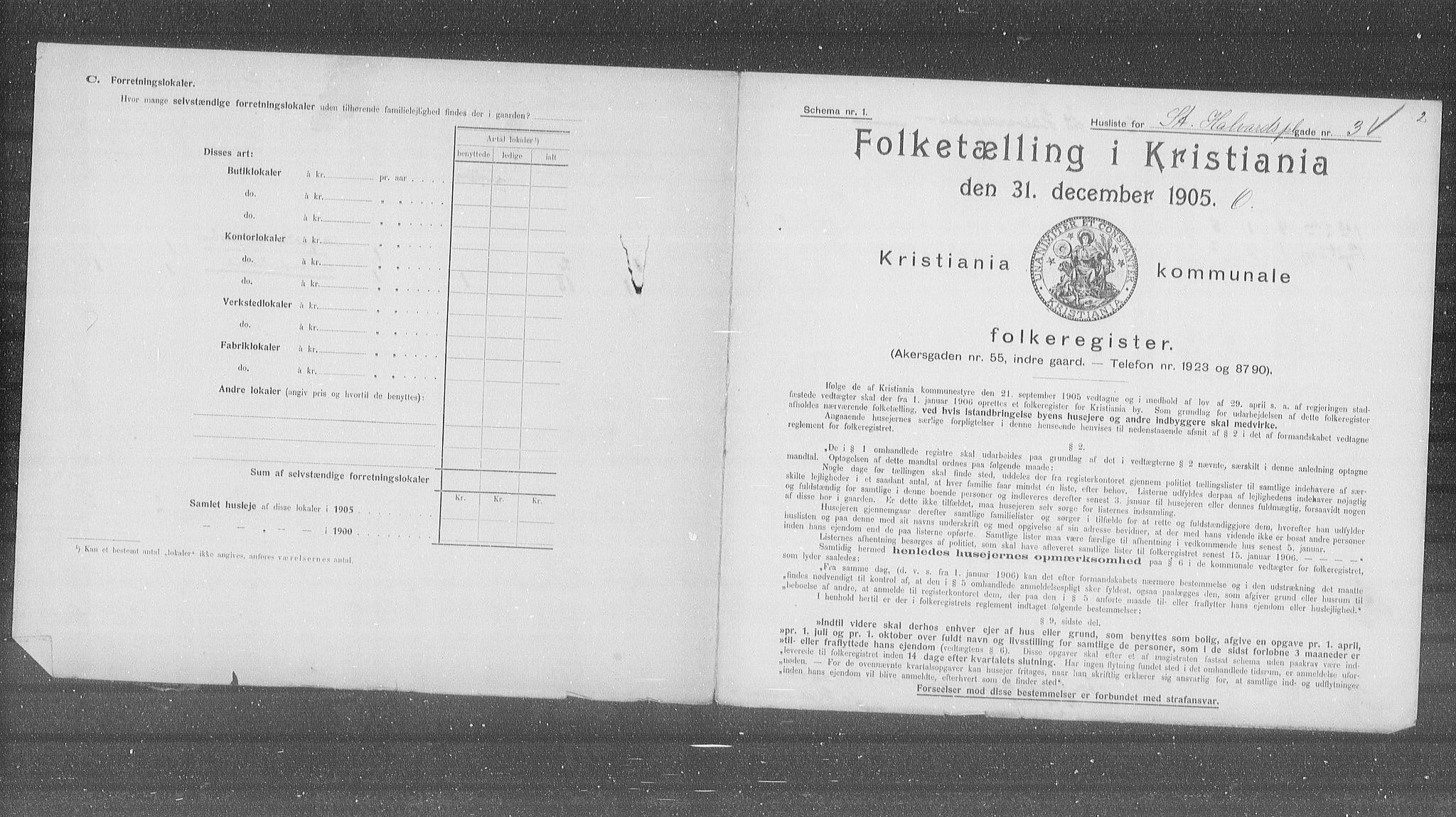 OBA, Municipal Census 1905 for Kristiania, 1905, p. 53212