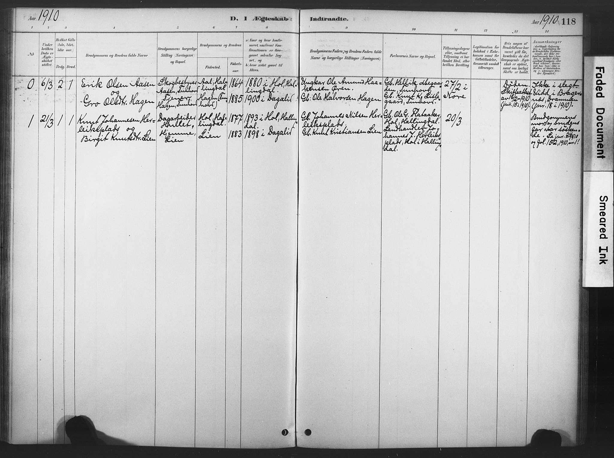 Nore kirkebøker, AV/SAKO-A-238/F/Fd/L0001: Parish register (official) no. IV 1, 1878-1918, p. 118