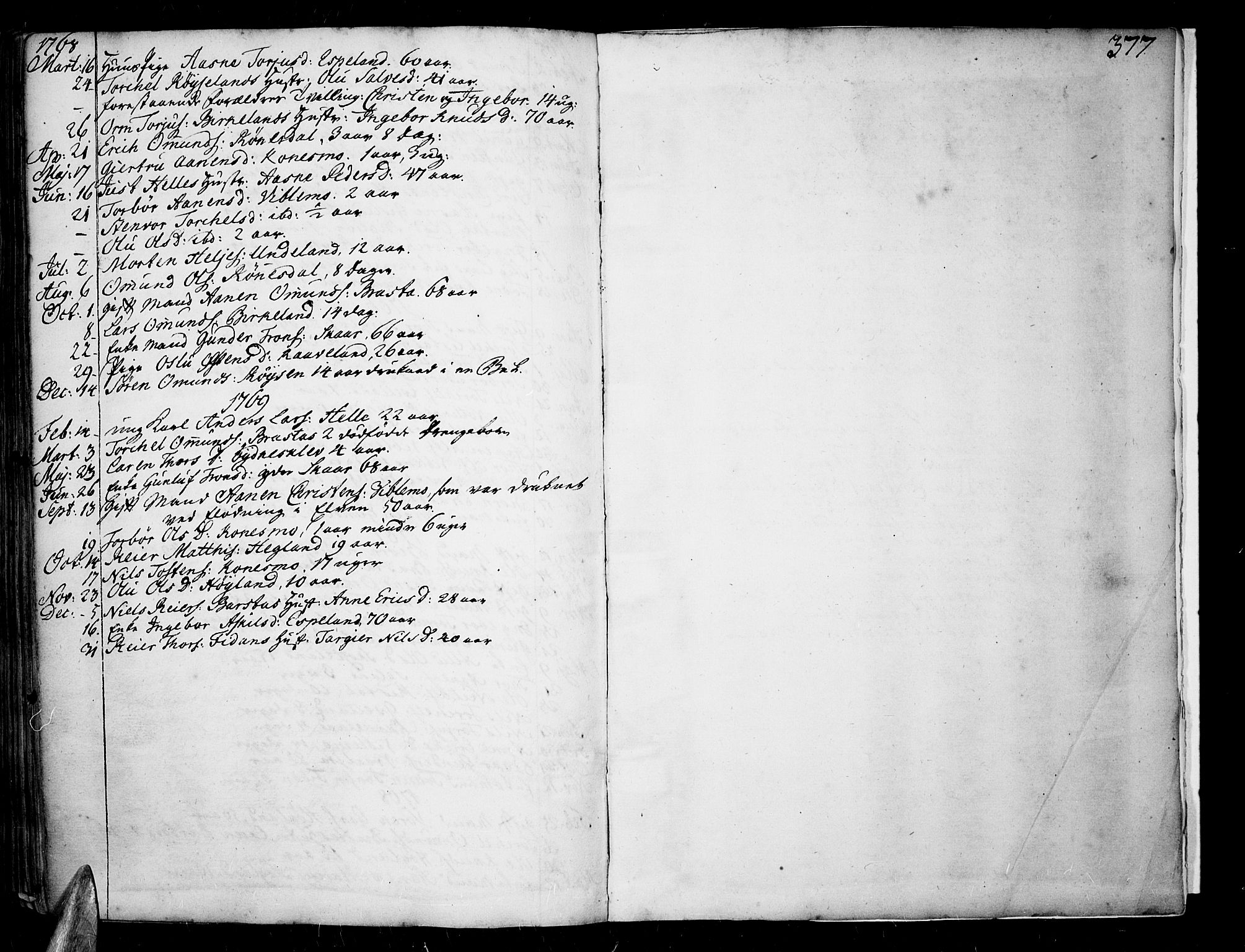 Sør-Audnedal sokneprestkontor, SAK/1111-0039/F/Fa/Fab/L0001: Parish register (official) no. A 1 /4, 1726-1774, p. 377
