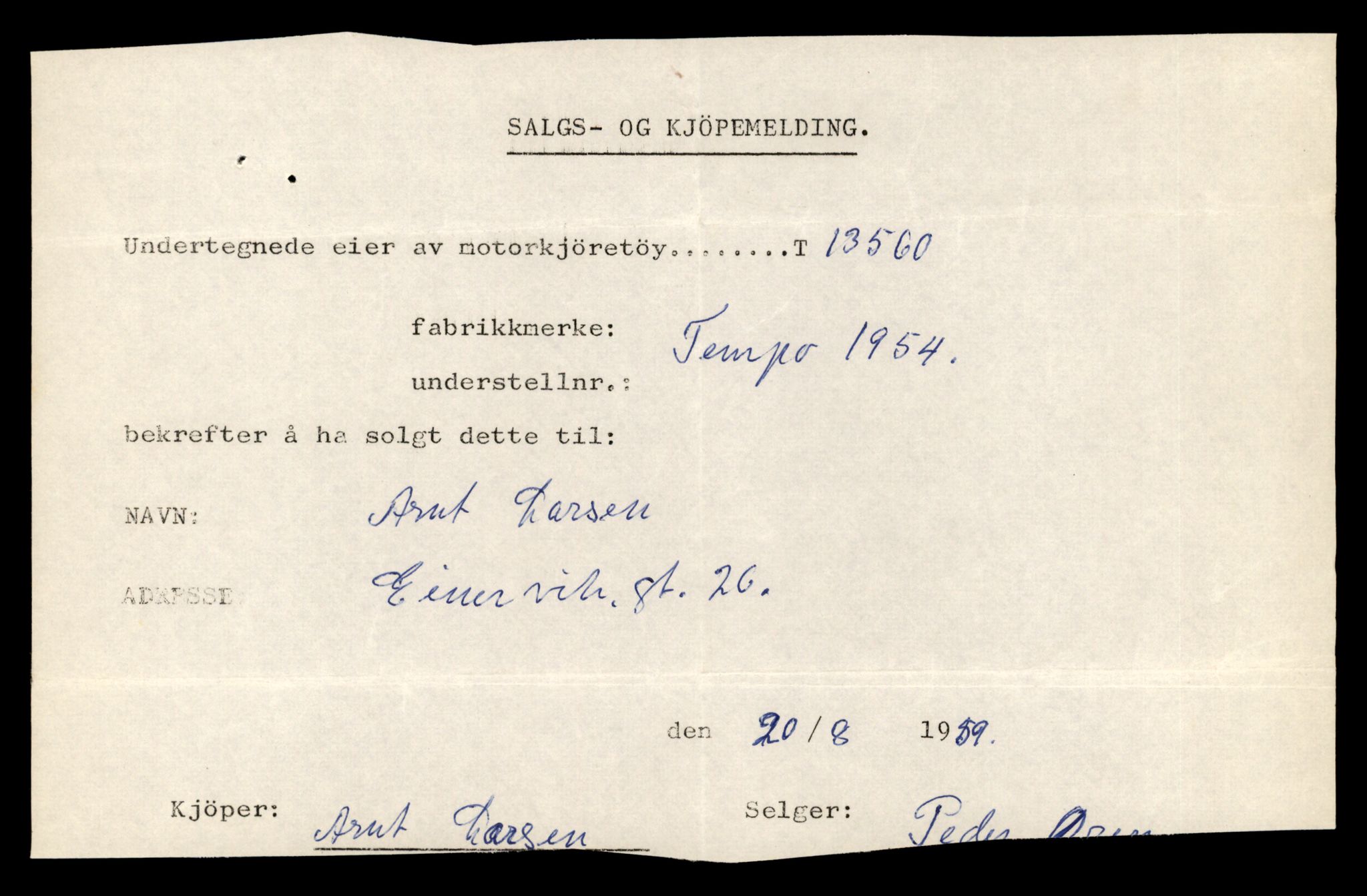 Møre og Romsdal vegkontor - Ålesund trafikkstasjon, AV/SAT-A-4099/F/Fe/L0040: Registreringskort for kjøretøy T 13531 - T 13709, 1927-1998, p. 608