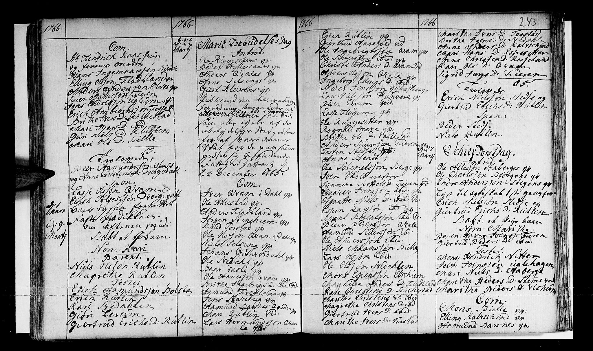 Sogndal sokneprestembete, AV/SAB-A-81301/H/Haa/Haaa/L0003: Parish register (official) no. A 3, 1747-1768, p. 243