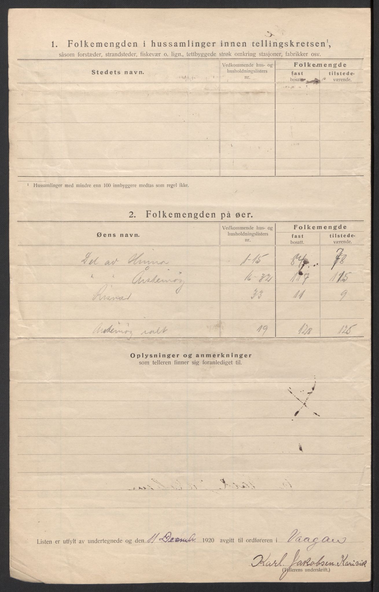 SAT, 1920 census for Vågan, 1920, p. 39