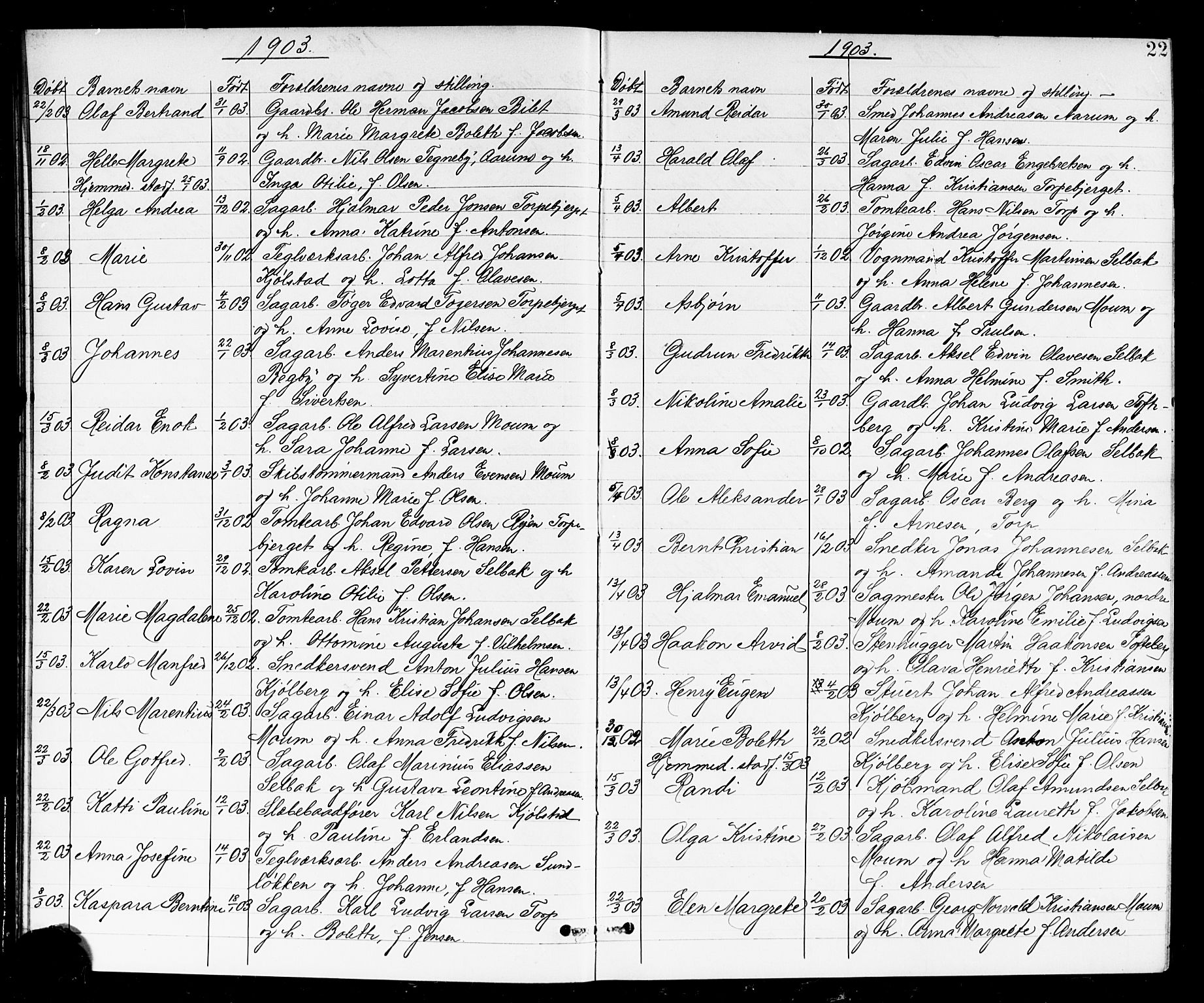 Borge prestekontor Kirkebøker, SAO/A-10903/G/Ga/L0002: Parish register (copy) no. I 2, 1875-1923, p. 22