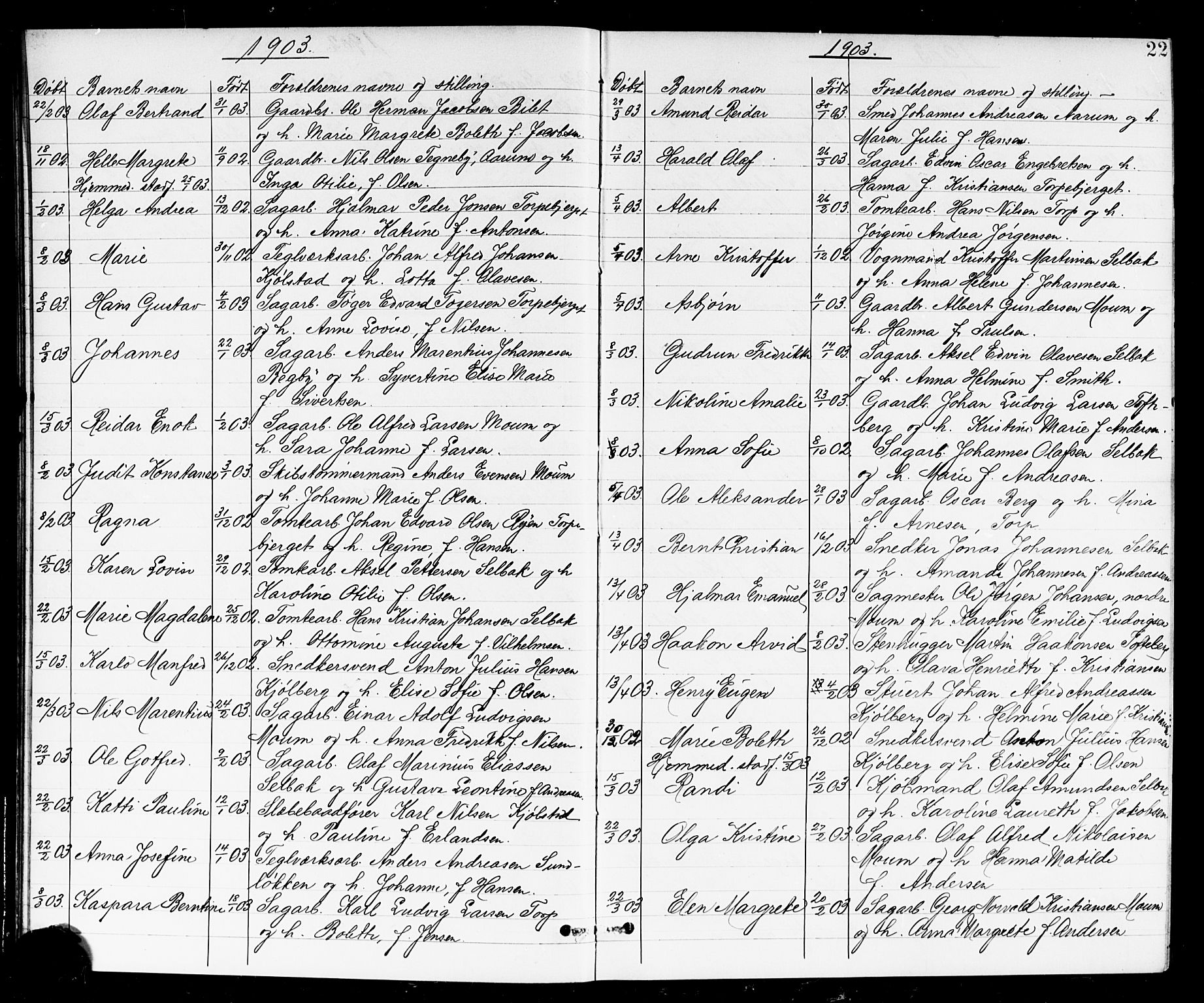 Borge prestekontor Kirkebøker, AV/SAO-A-10903/G/Ga/L0002: Parish register (copy) no. I 2, 1875-1923, p. 22