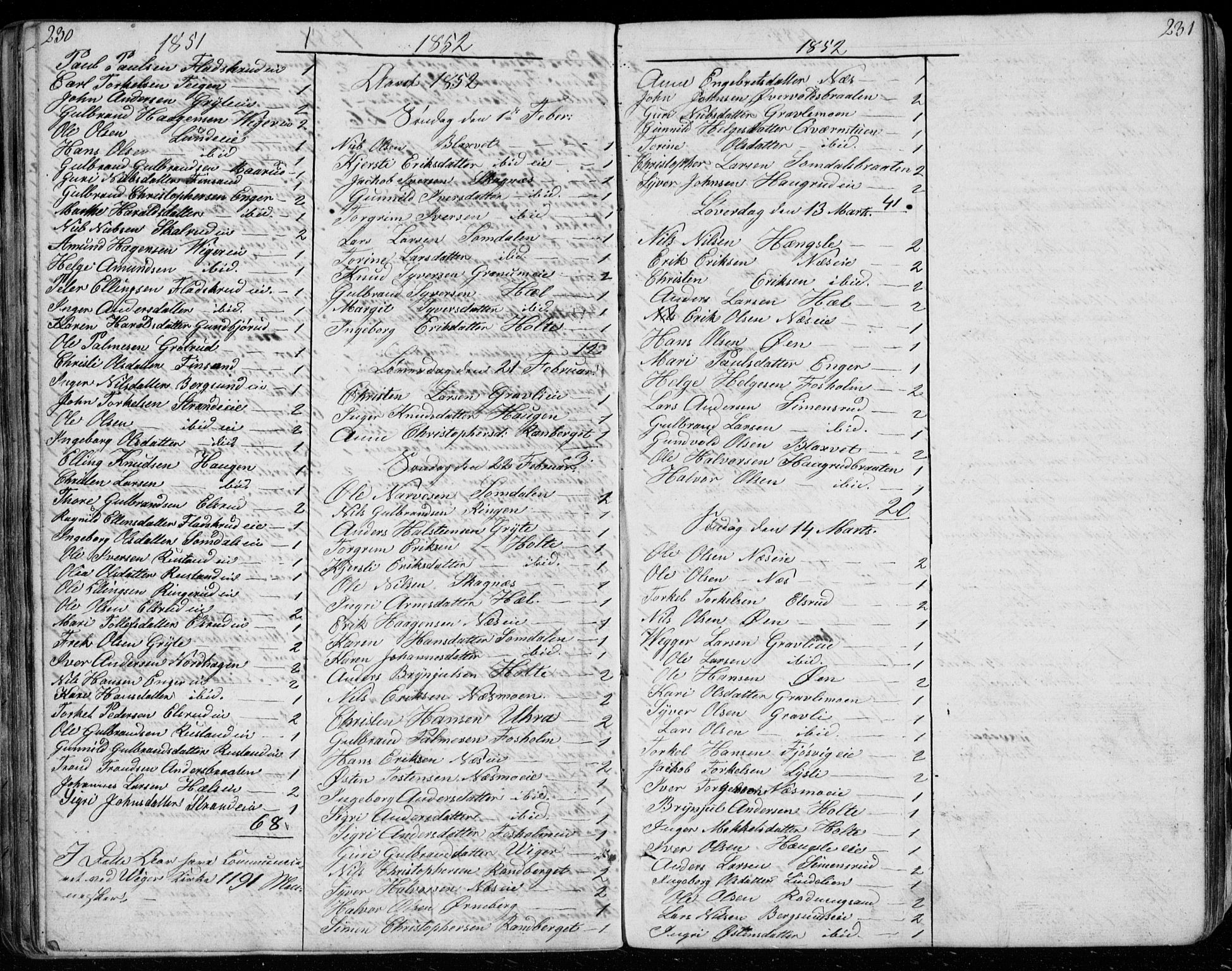 Ådal kirkebøker, SAKO/A-248/G/Ga/L0002: Parish register (copy) no. I 2, 1840-1861, p. 230-231