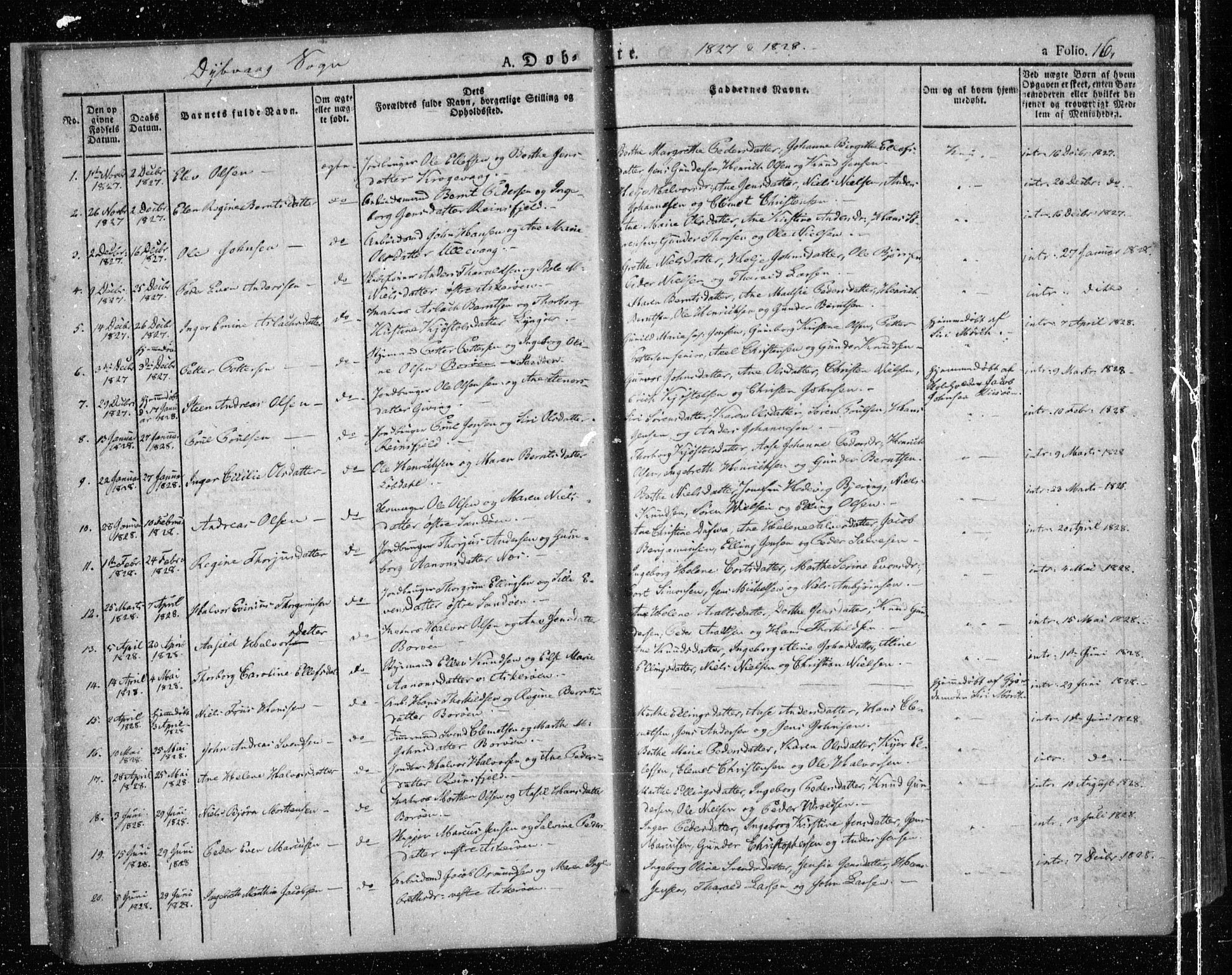 Dypvåg sokneprestkontor, SAK/1111-0007/F/Fa/Faa/L0004: Parish register (official) no. A 4, 1824-1840, p. 16
