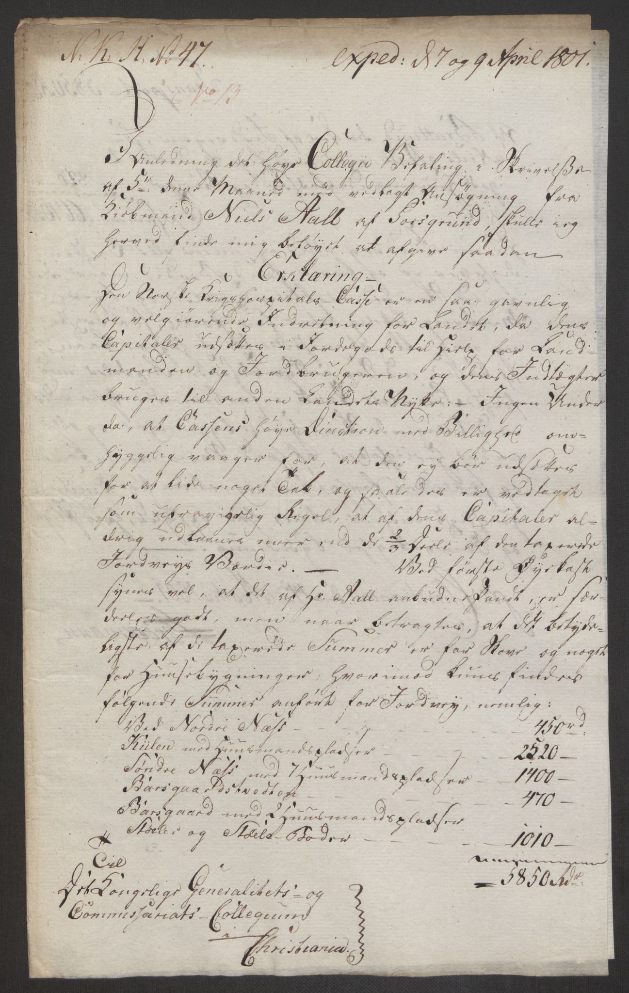 Forsvaret, Den norske kvesthuskasse/krigshospitalkasse, AV/RA-RAFA-1887/F/Fa/L0017: Innkomne brev:, 1782-1807, p. 510