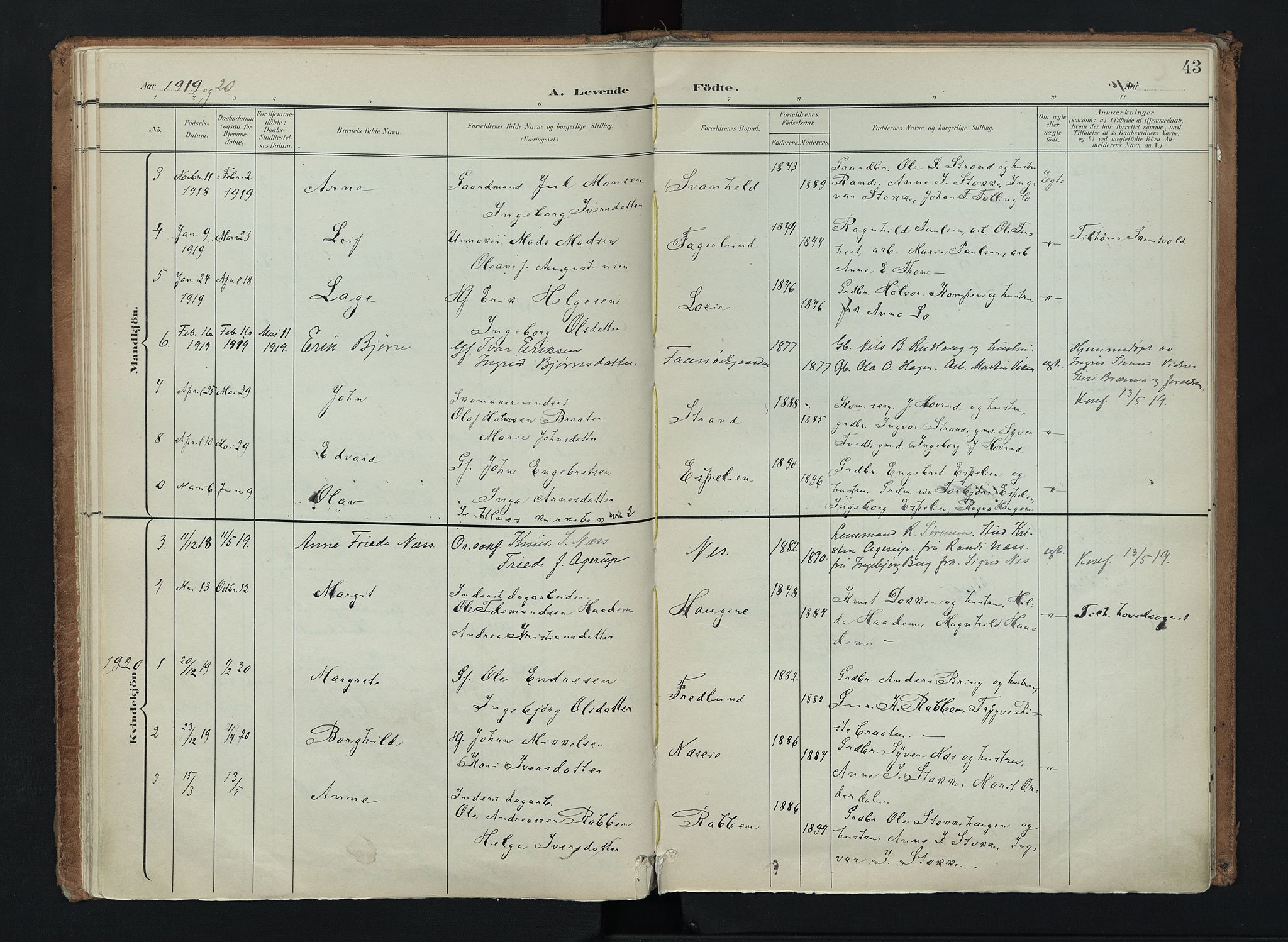 Nord-Aurdal prestekontor, SAH/PREST-132/H/Ha/Haa/L0016: Parish register (official) no. 16, 1897-1925, p. 43