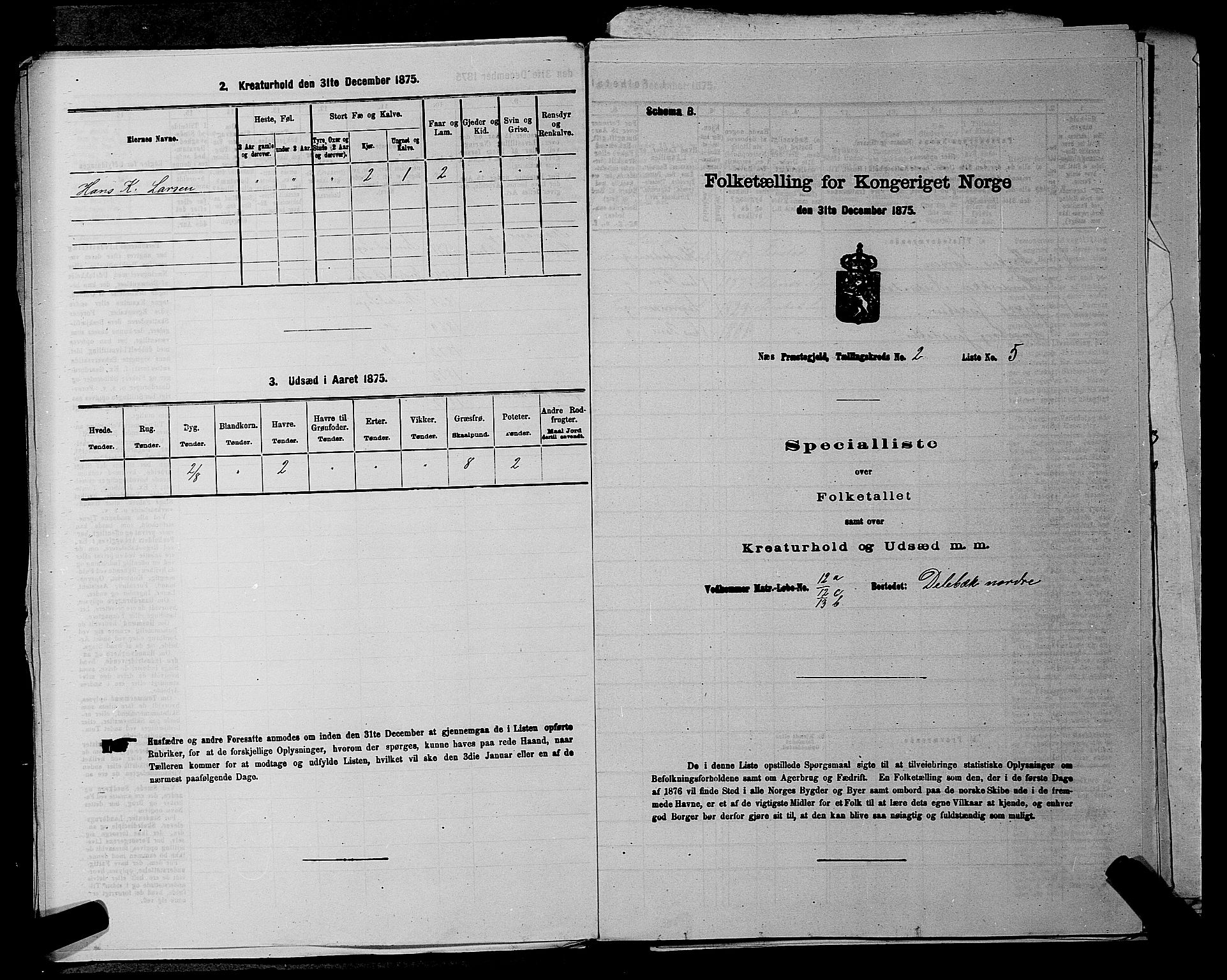 RA, 1875 census for 0236P Nes, 1875, p. 320