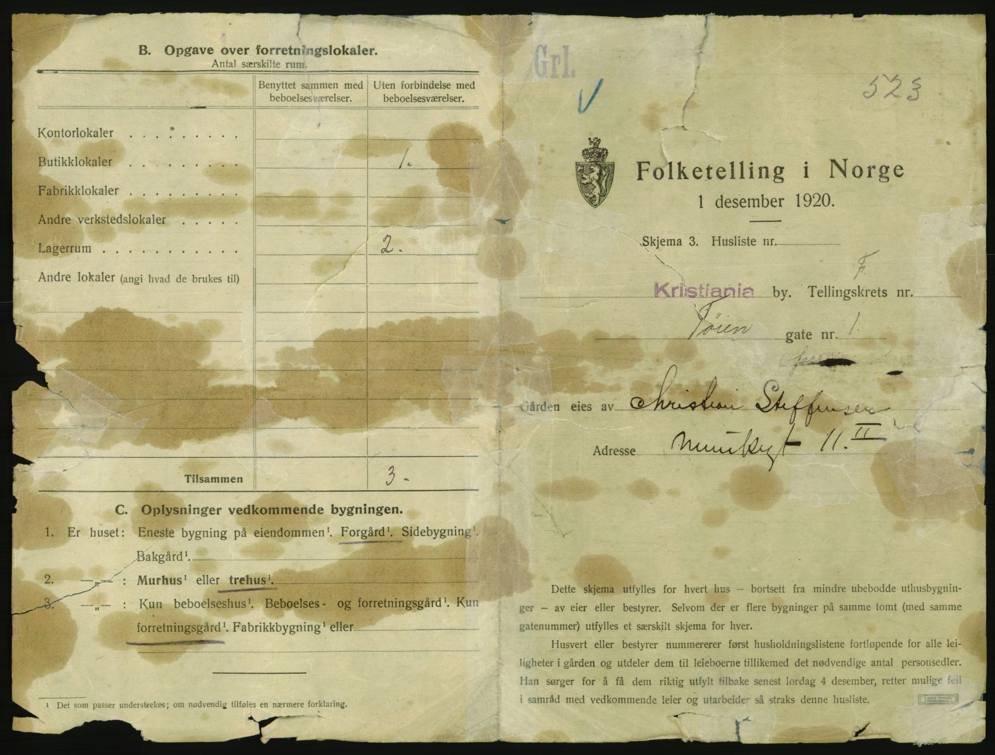 SAO, 1920 census for Kristiania, 1920, p. 119949