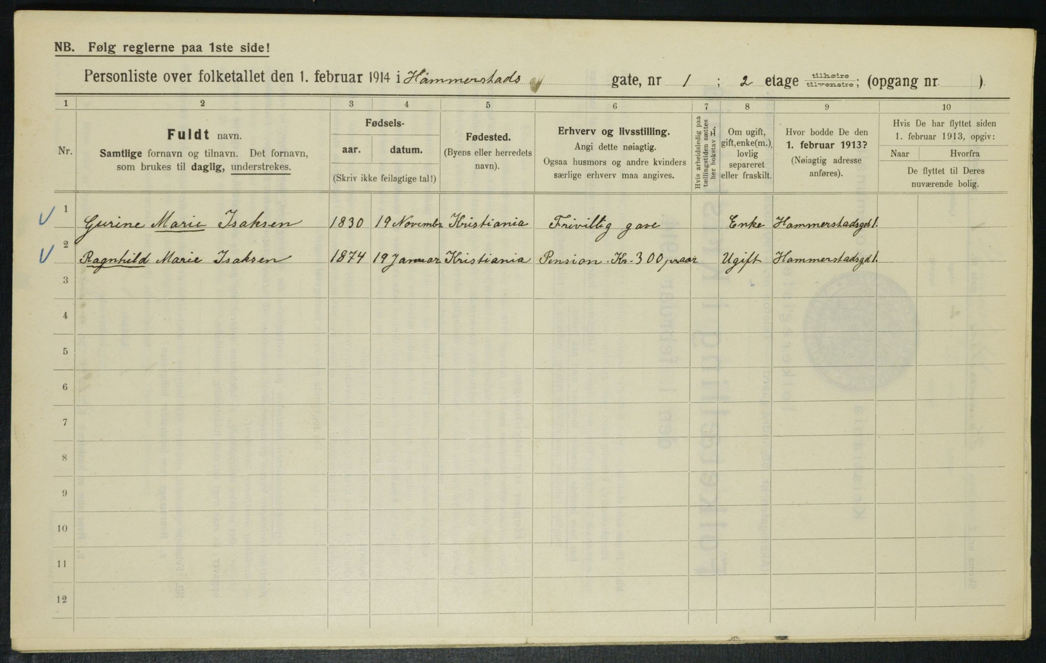 OBA, Municipal Census 1914 for Kristiania, 1914, p. 34602