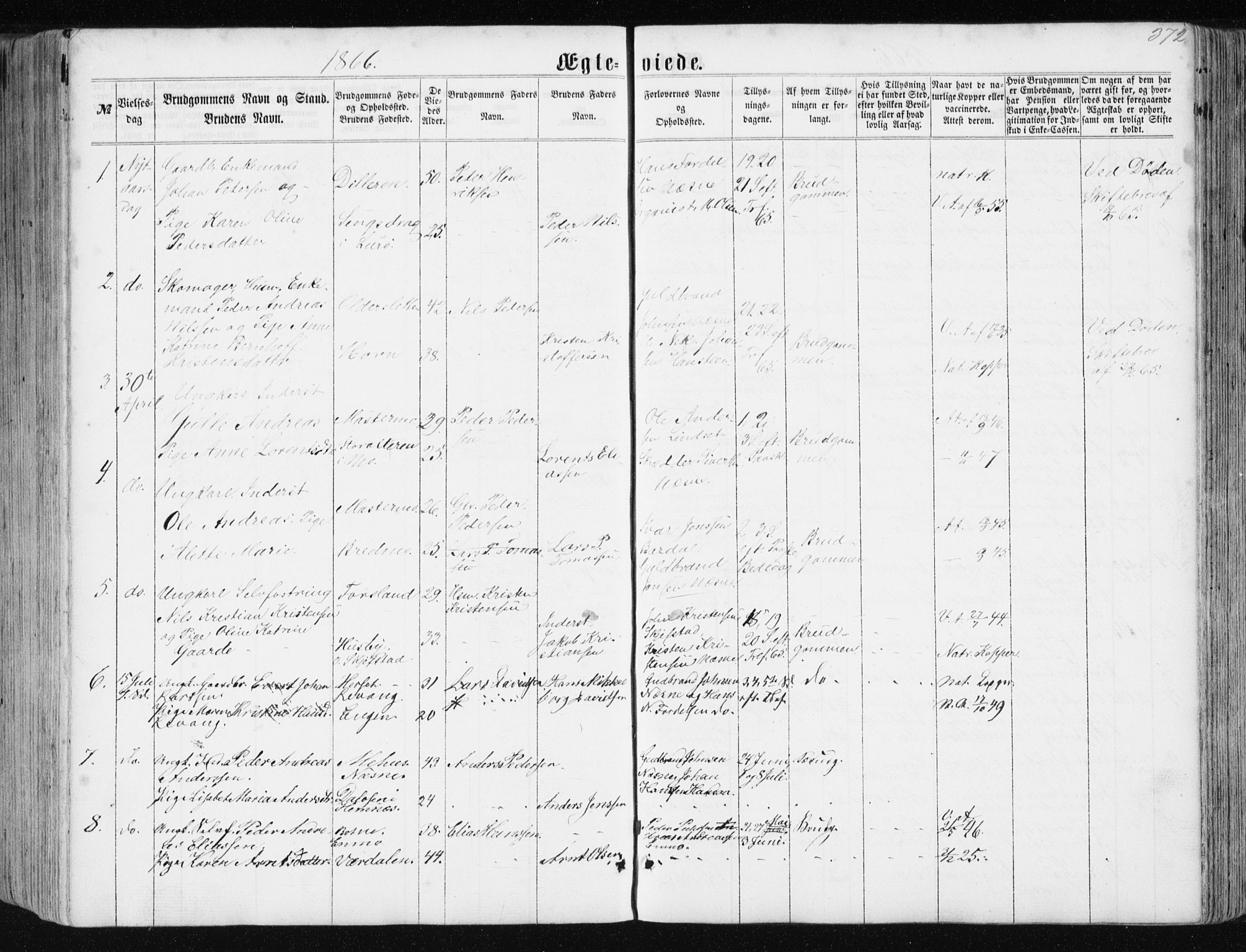 Ministerialprotokoller, klokkerbøker og fødselsregistre - Nordland, AV/SAT-A-1459/838/L0556: Parish register (copy) no. 838C03, 1861-1893, p. 372