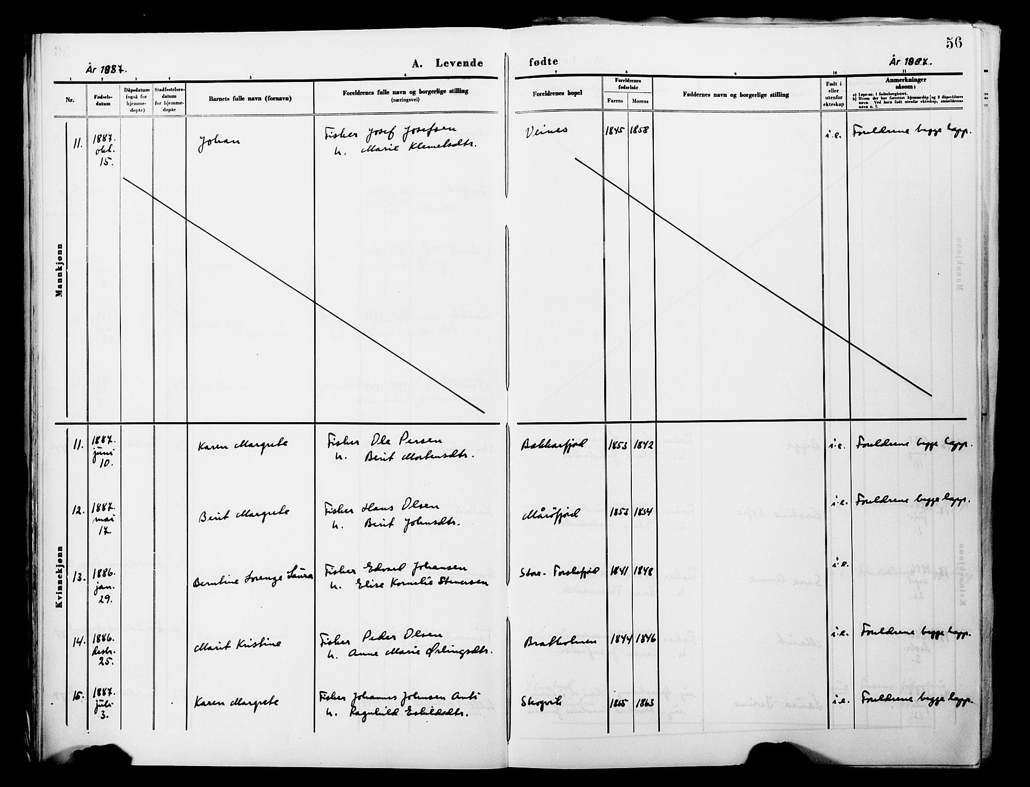 Lebesby sokneprestkontor, AV/SATØ-S-1353/H/Ha/L0004kirke: Parish register (official) no. 4, 1870-1902, p. 56