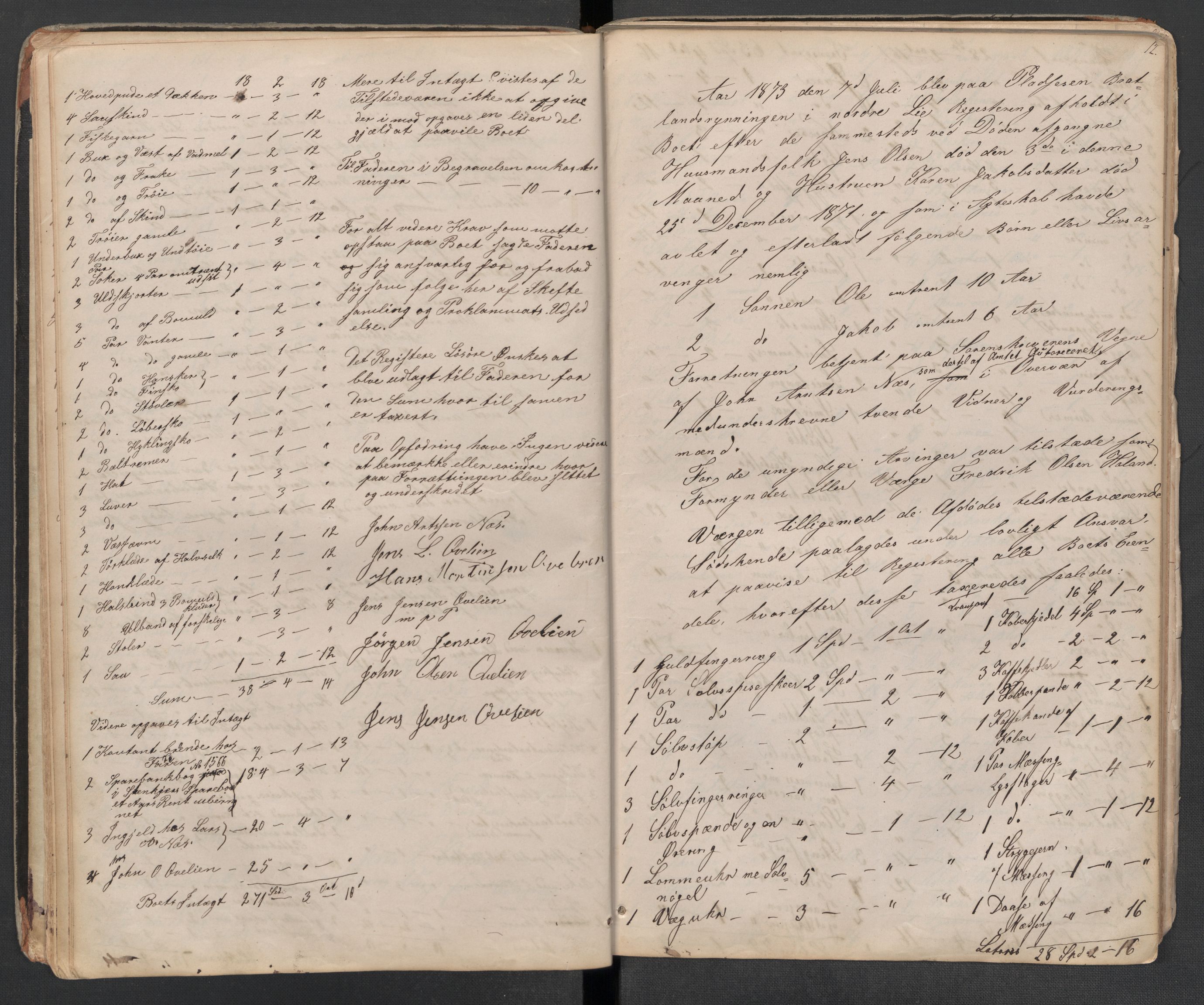 Lierne lensmannskontor - 1. avlevering, AV/SAT-A-1030/02/L0014: Dødsfalls-/ registreringsprotokoll, 1872-1905, p. 12