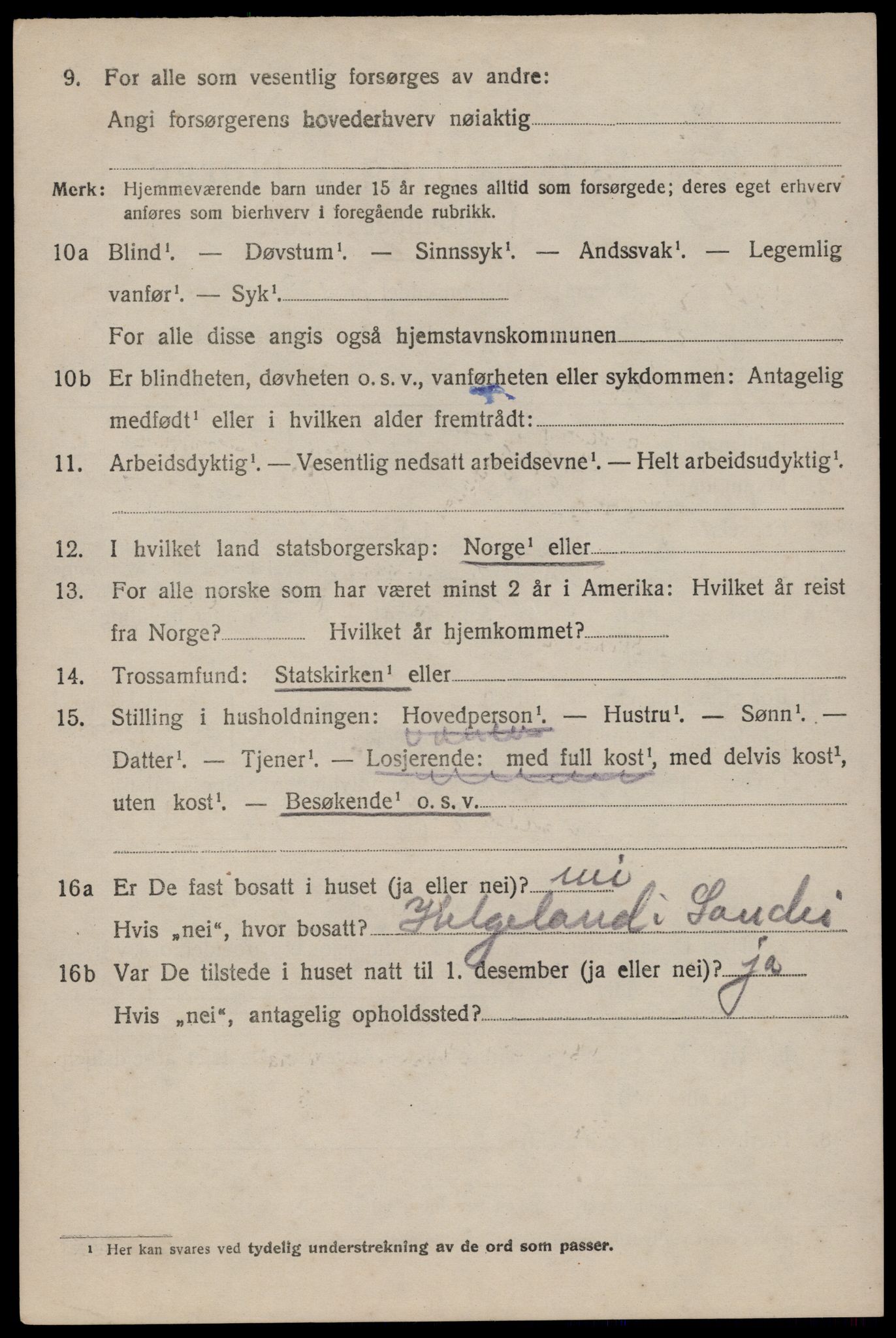 SAST, 1920 census for Hetland, 1920, p. 20276