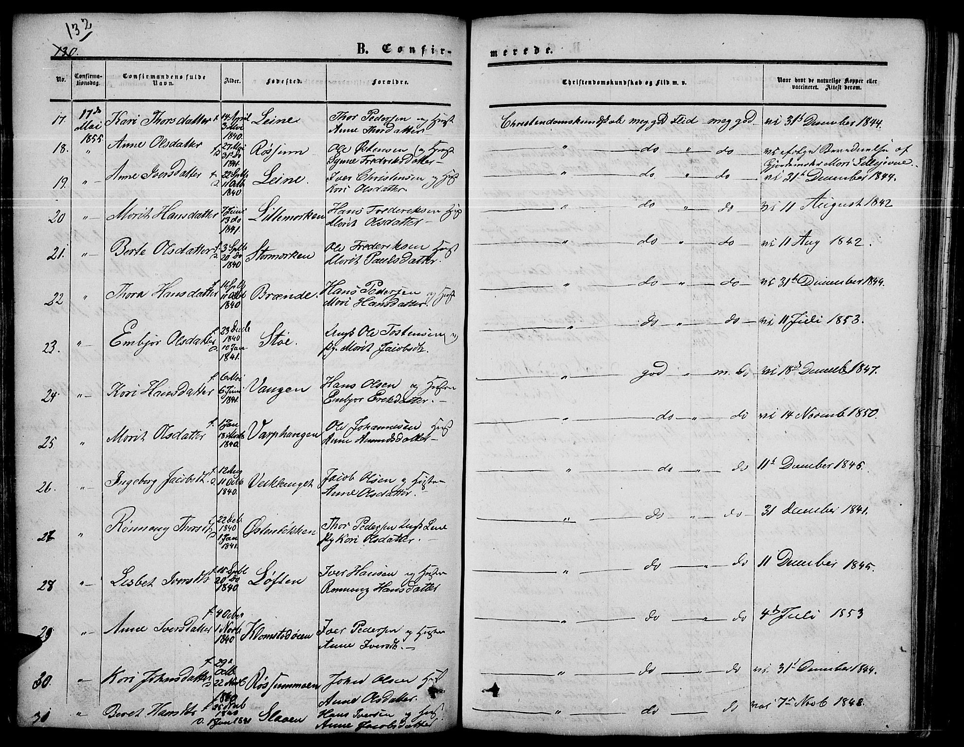 Nord-Fron prestekontor, SAH/PREST-080/H/Ha/Hab/L0003: Parish register (copy) no. 3, 1851-1886, p. 132