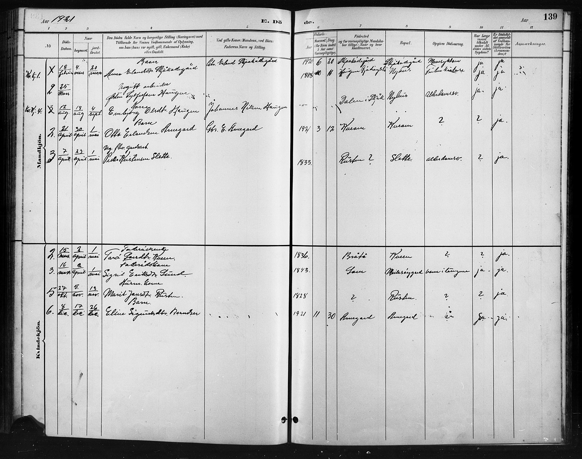 Skjåk prestekontor, SAH/PREST-072/H/Ha/Hab/L0004: Parish register (copy) no. 4, 1895-1921, p. 139