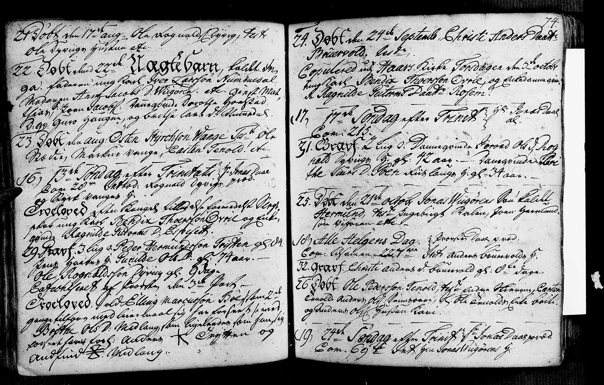 Vik sokneprestembete, AV/SAB-A-81501/H/Haa/Haaa/L0002: Parish register (official) no. A 2 / 1, 1740-1757, p. 74