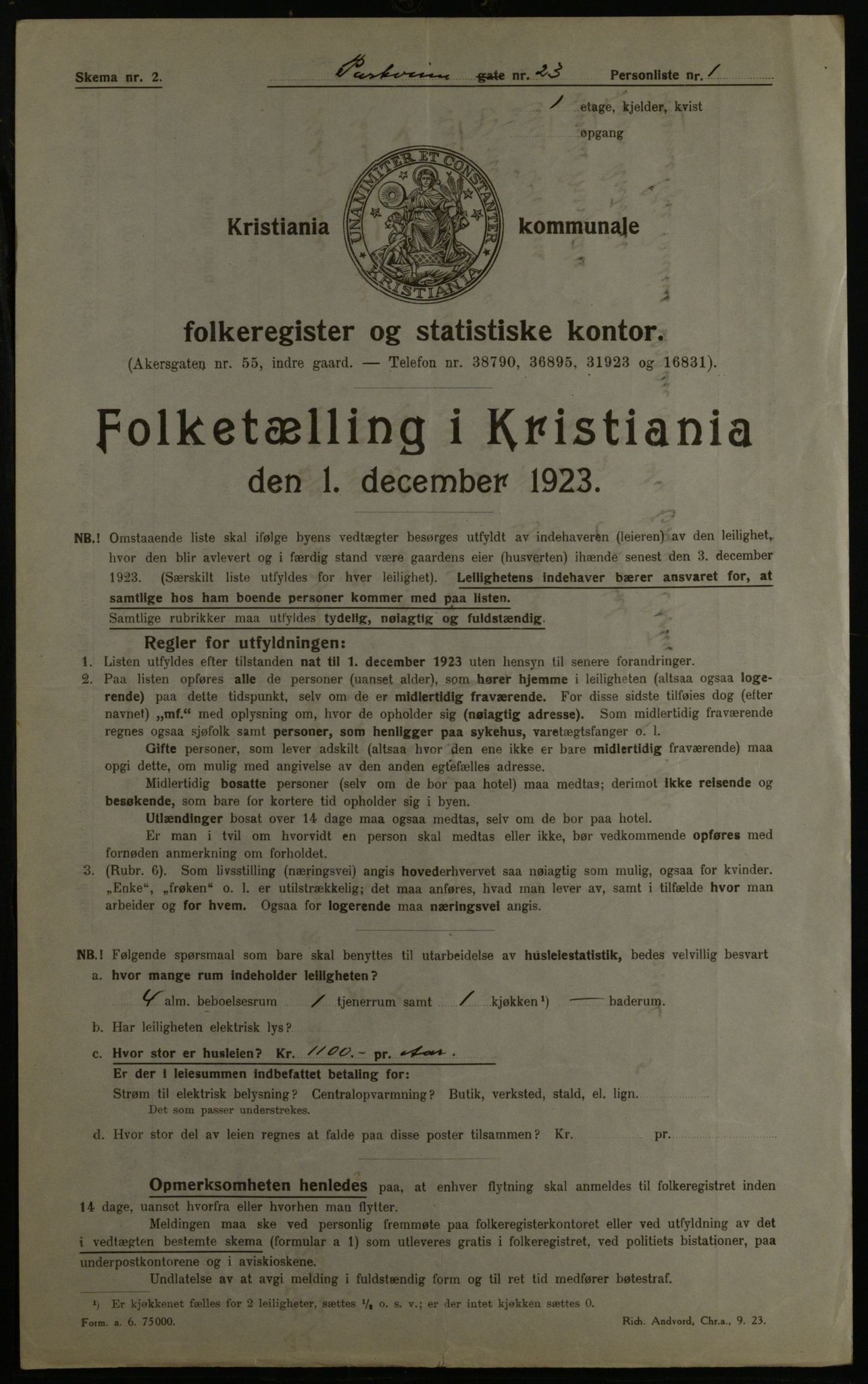 OBA, Municipal Census 1923 for Kristiania, 1923, p. 86135