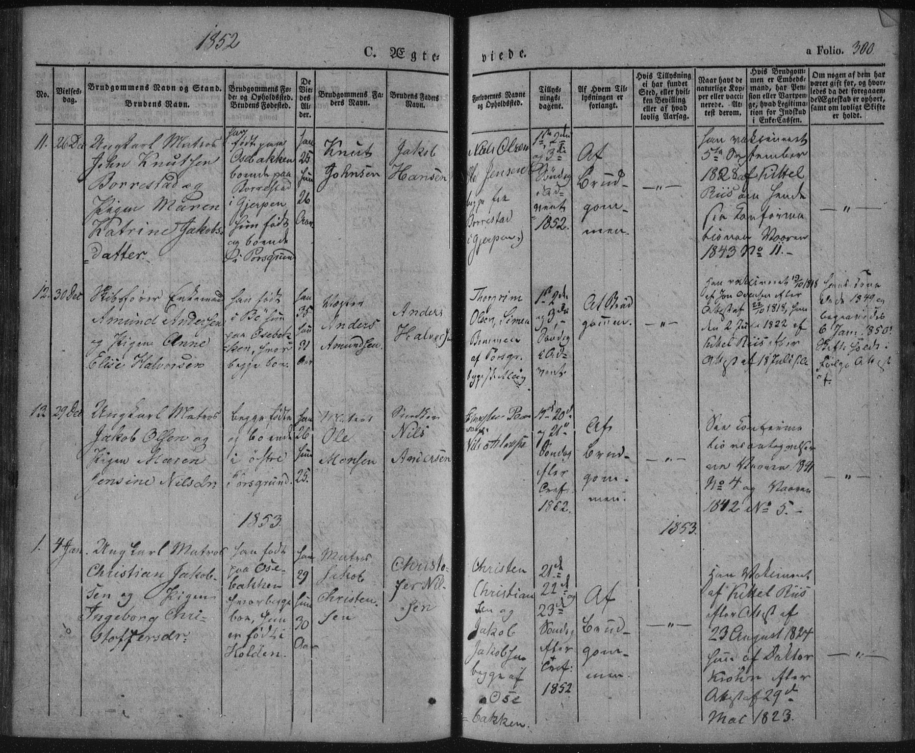 Porsgrunn kirkebøker , SAKO/A-104/F/Fa/L0006: Parish register (official) no. 6, 1841-1857, p. 300