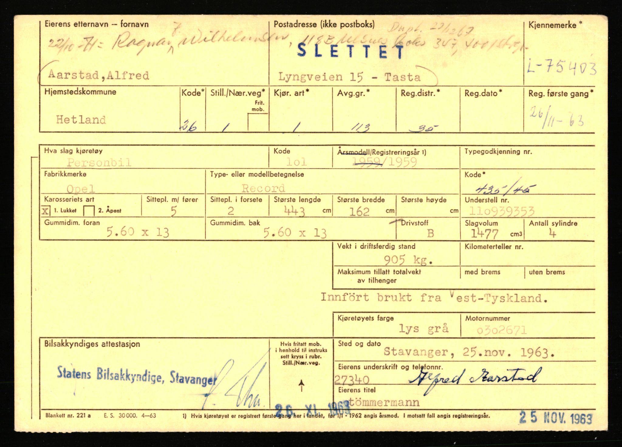 Stavanger trafikkstasjon, AV/SAST-A-101942/0/F/L0068: L-75000 - L-76799, 1930-1971, p. 547