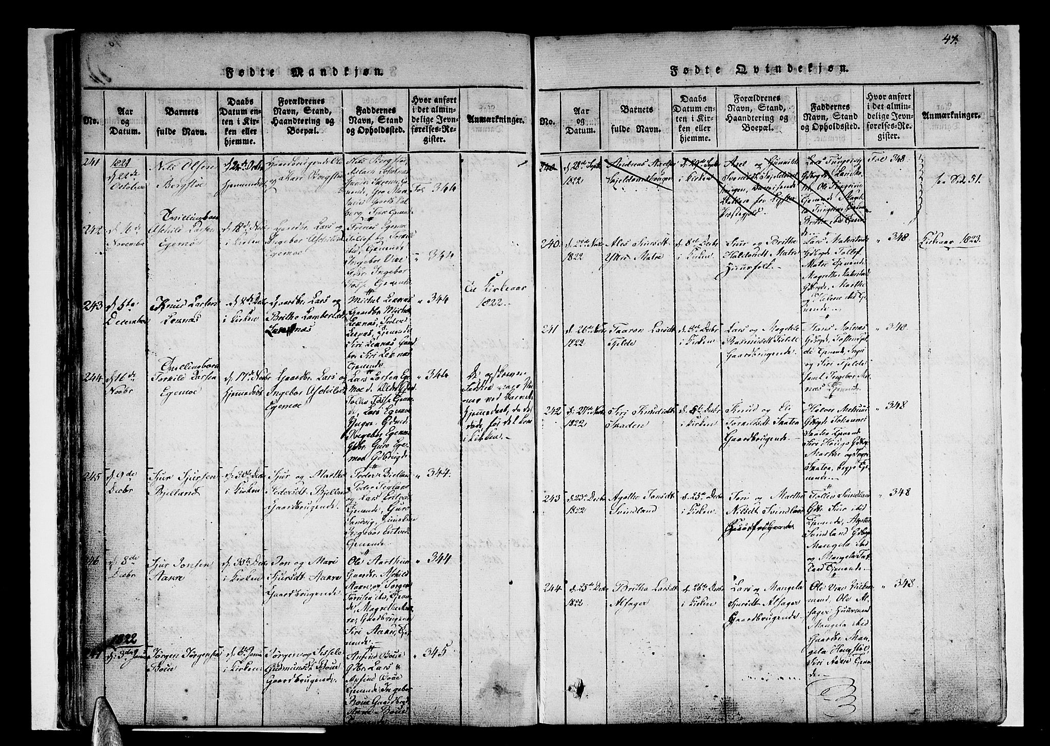 Skånevik sokneprestembete, AV/SAB-A-77801/H/Haa: Parish register (official) no. A 3, 1815-1828, p. 47