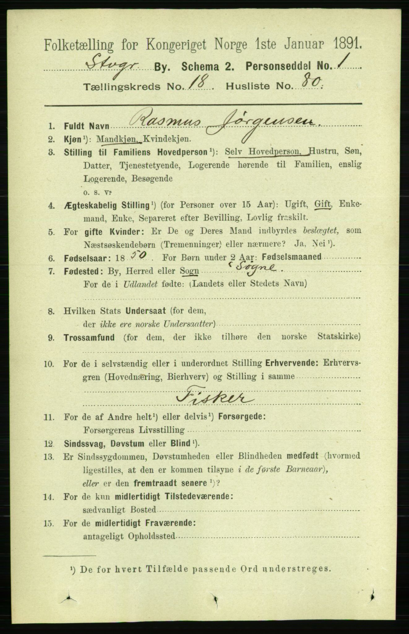 RA, 1891 census for 1103 Stavanger, 1891, p. 22377