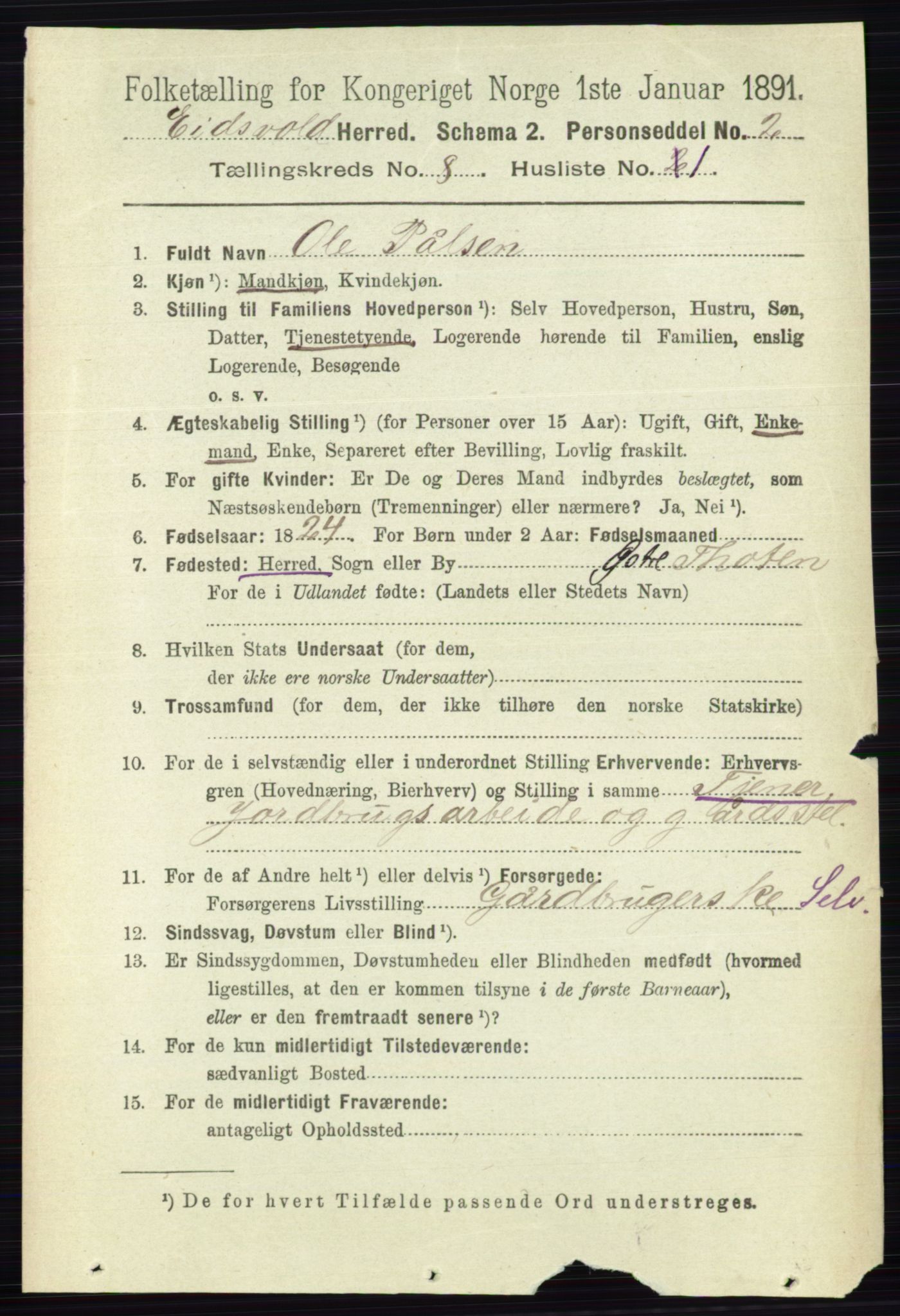 RA, 1891 census for 0237 Eidsvoll, 1891, p. 5276