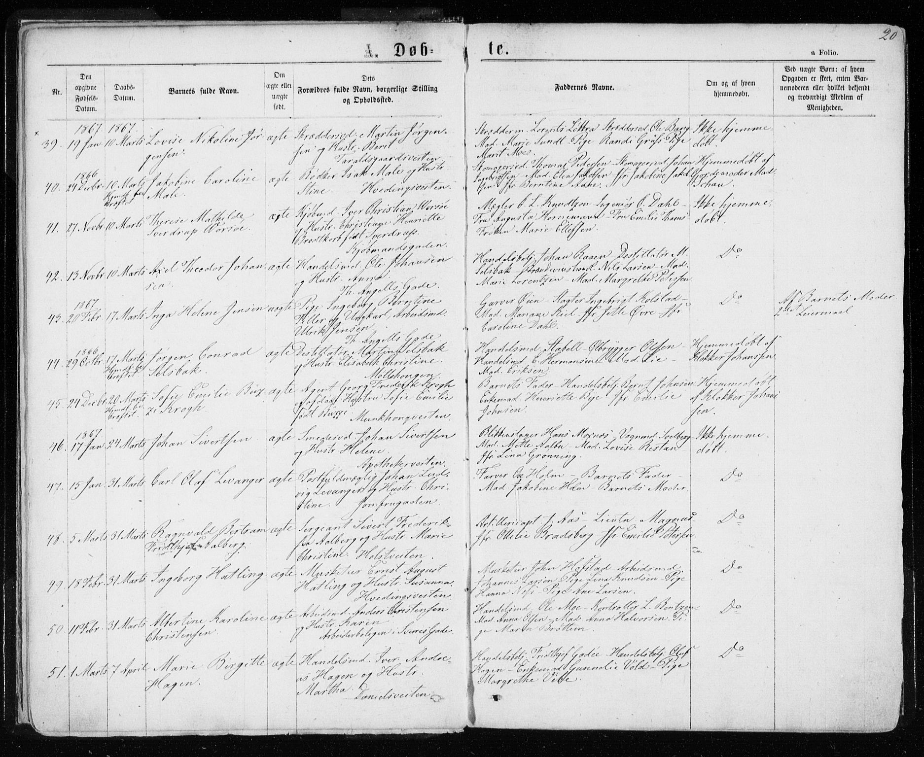 Ministerialprotokoller, klokkerbøker og fødselsregistre - Sør-Trøndelag, AV/SAT-A-1456/601/L0054: Parish register (official) no. 601A22, 1866-1877, p. 20