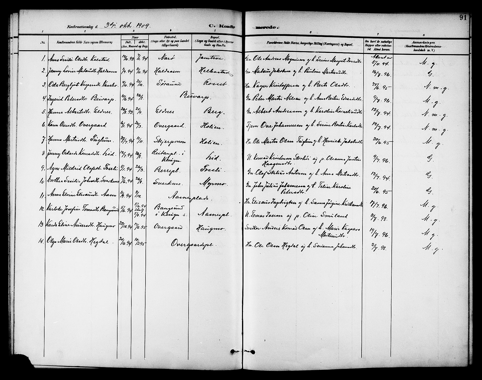 Ministerialprotokoller, klokkerbøker og fødselsregistre - Nord-Trøndelag, SAT/A-1458/742/L0412: Parish register (copy) no. 742C03, 1898-1910, p. 91