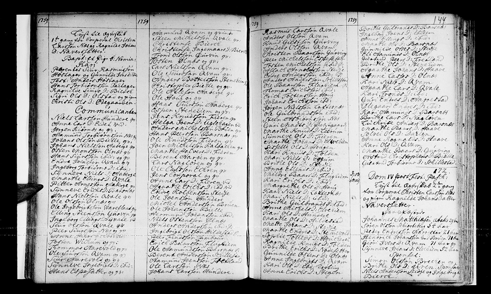 Sogndal sokneprestembete, AV/SAB-A-81301/H/Haa/Haaa/L0003: Parish register (official) no. A 3, 1747-1768, p. 144