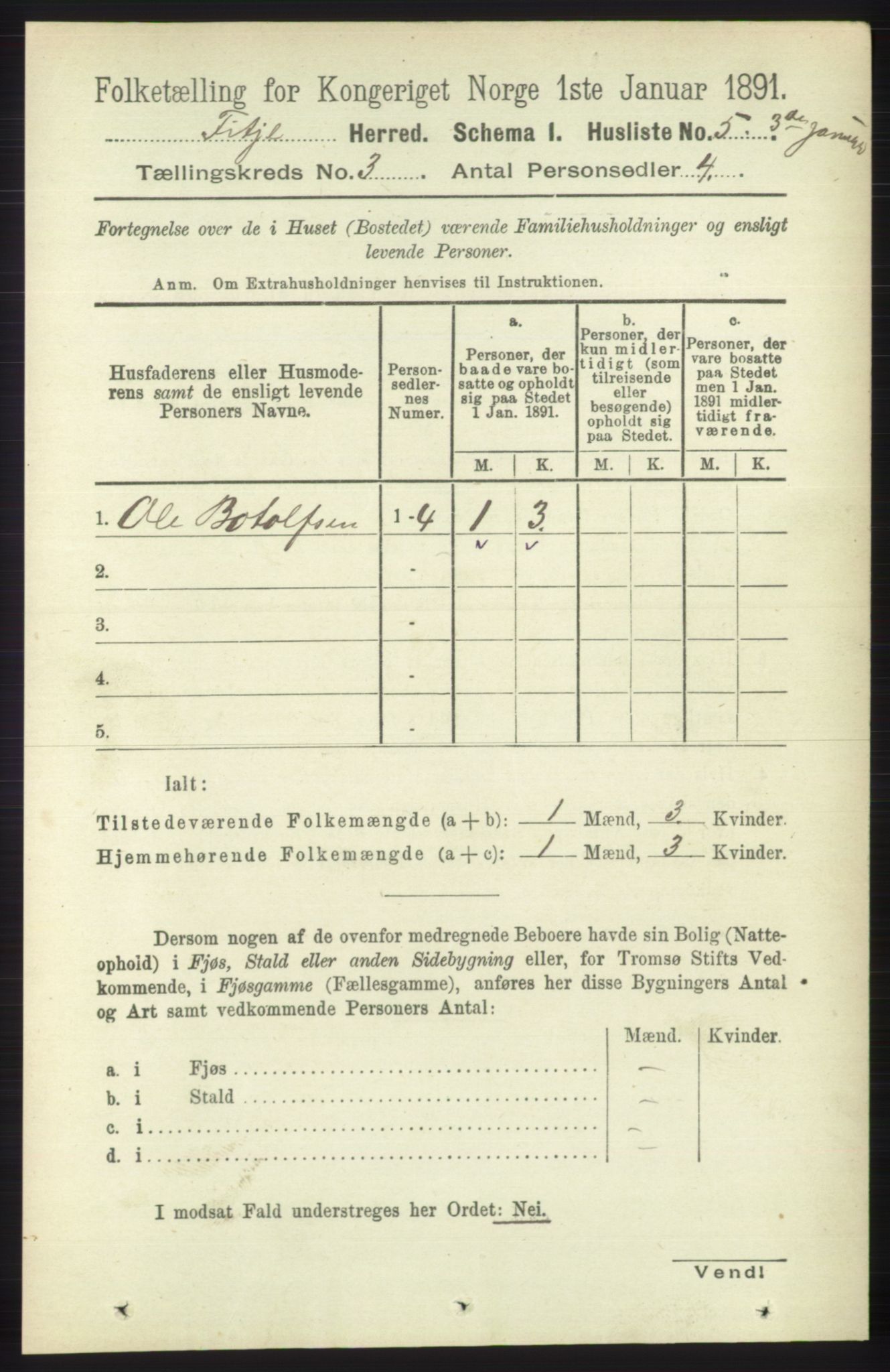 RA, 1891 census for 1222 Fitjar, 1891, p. 974