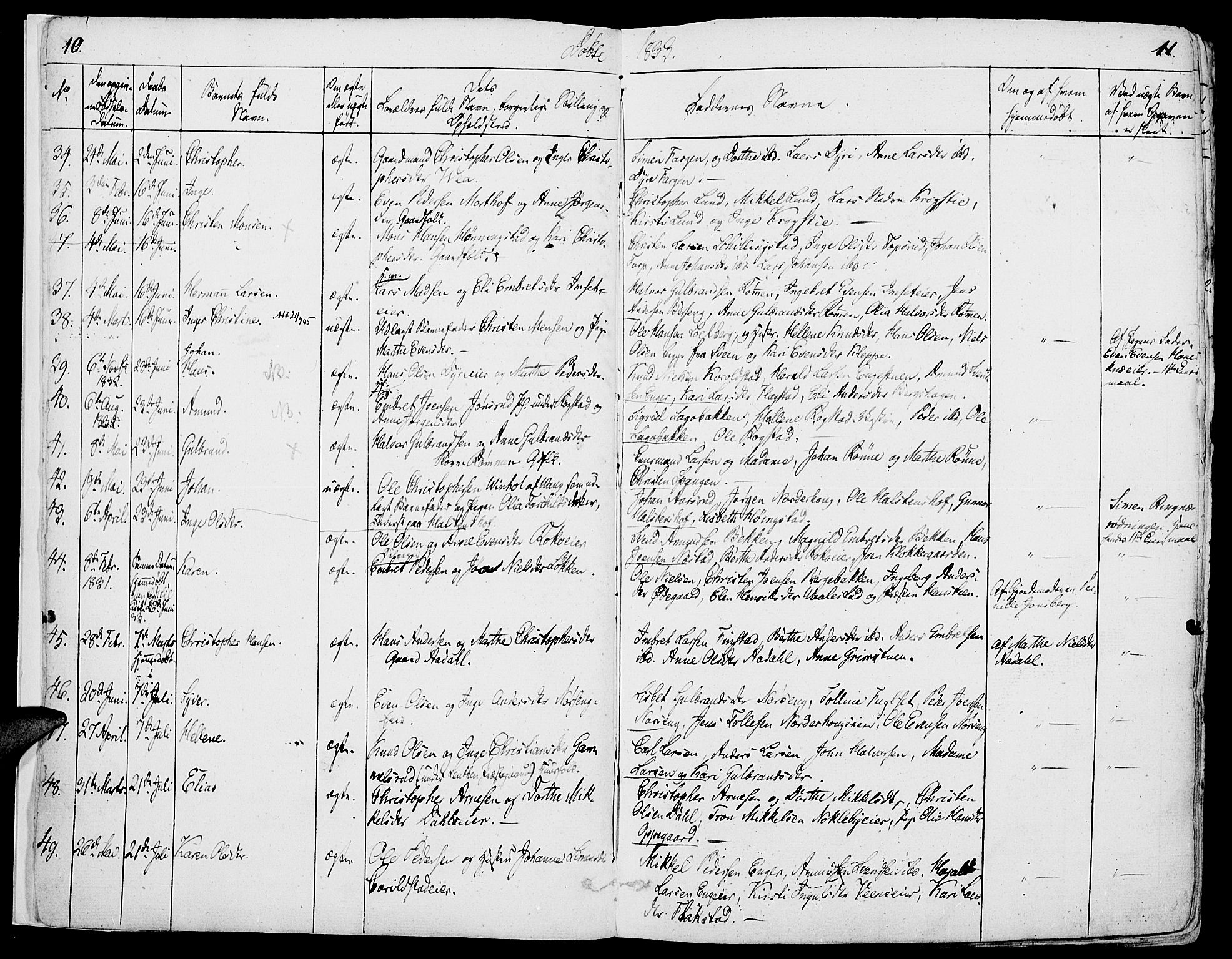 Løten prestekontor, AV/SAH-PREST-022/K/Ka/L0006: Parish register (official) no. 6, 1832-1849, p. 10-11